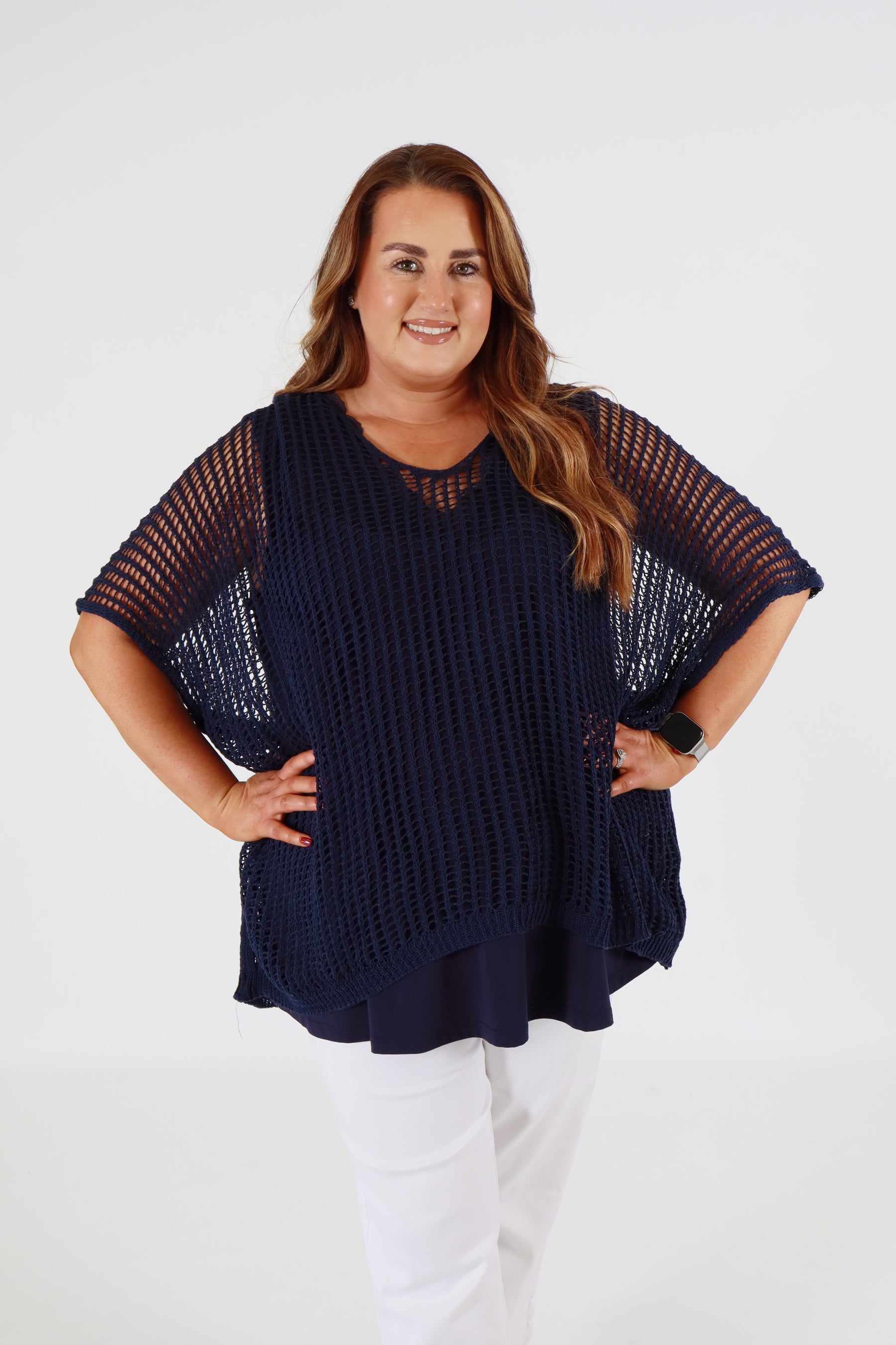 Tilly Crochet Top in Navy