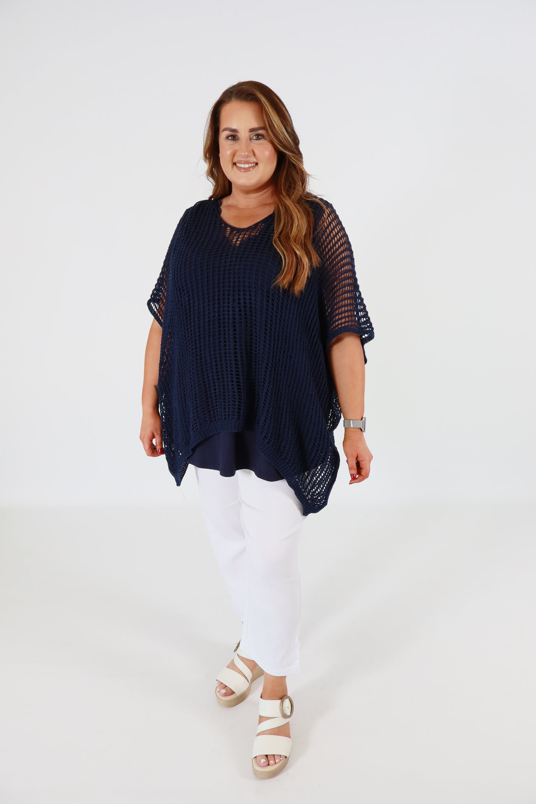 Tilly Crochet Top in Navy