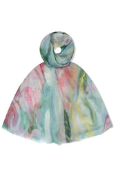 Tulip Scarf in Mint, an abstract print scarf with mint and pastel tones