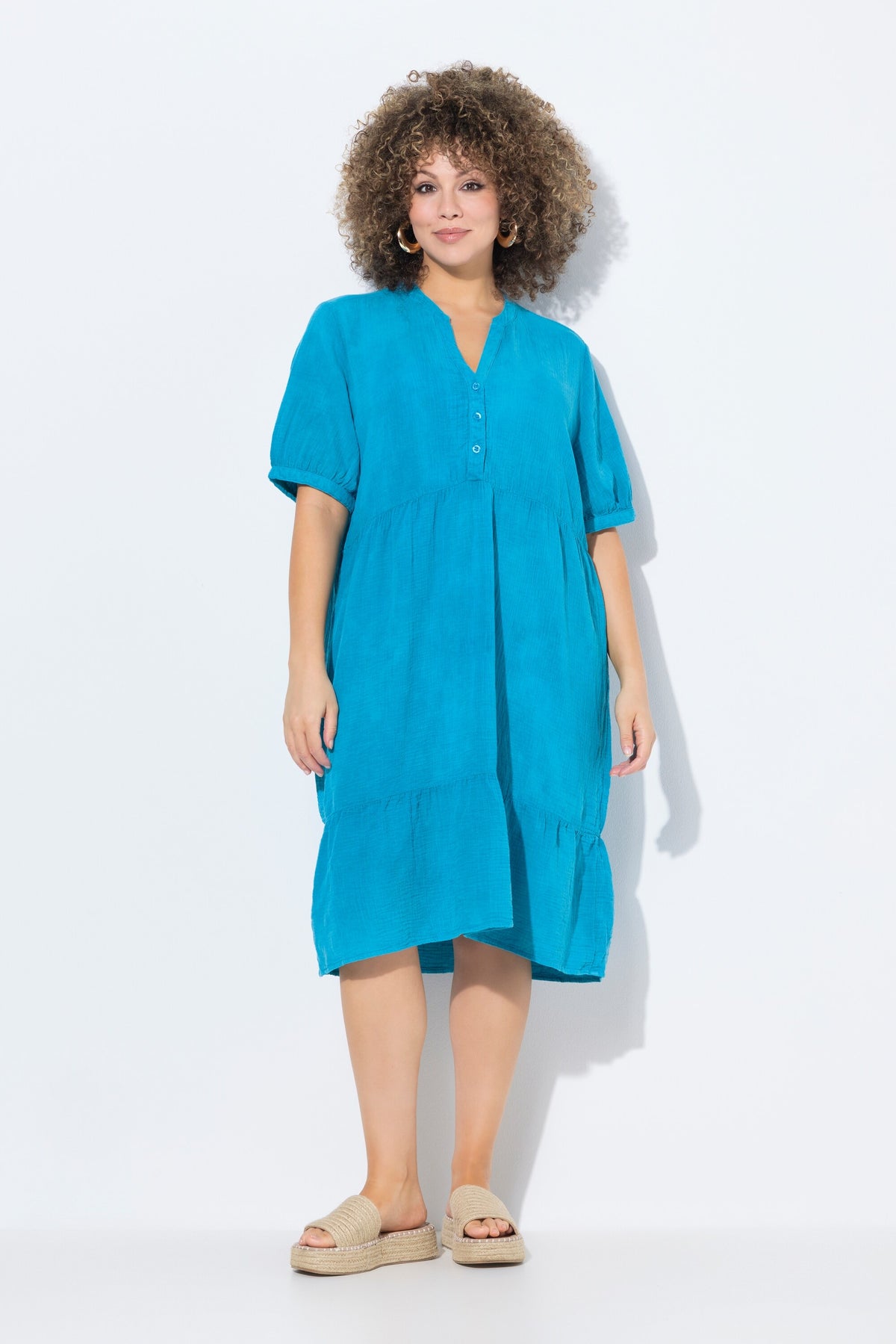 Ulla Popken A-Line Dress in Turquoise