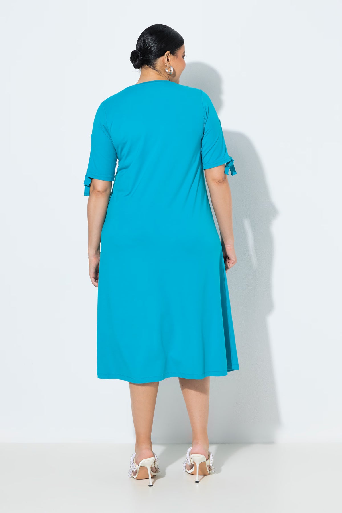 Ulla Popken A-Line Midi Dress in Turquoise