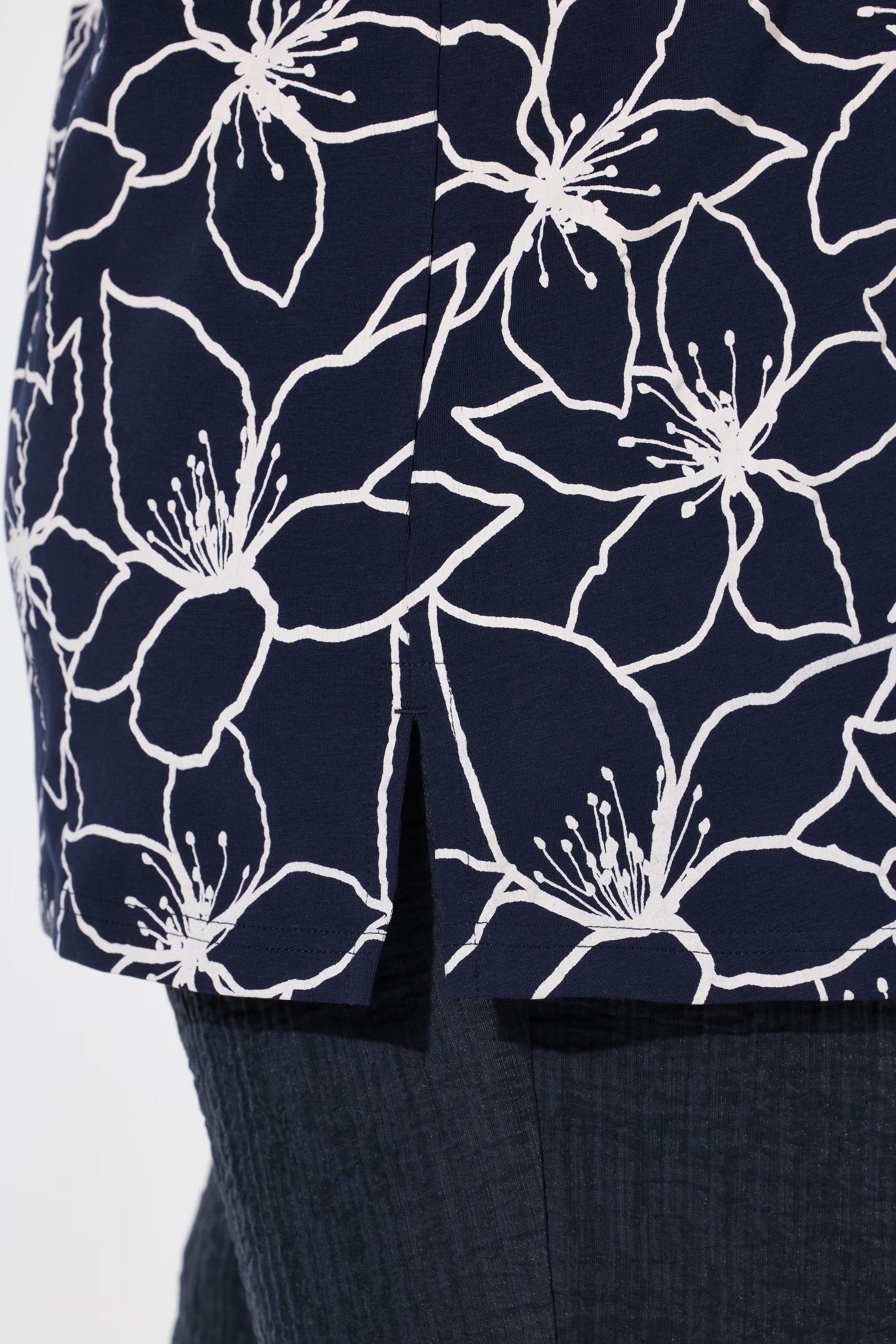Ulla Popken Abstract Floral T-Shirt in Navy