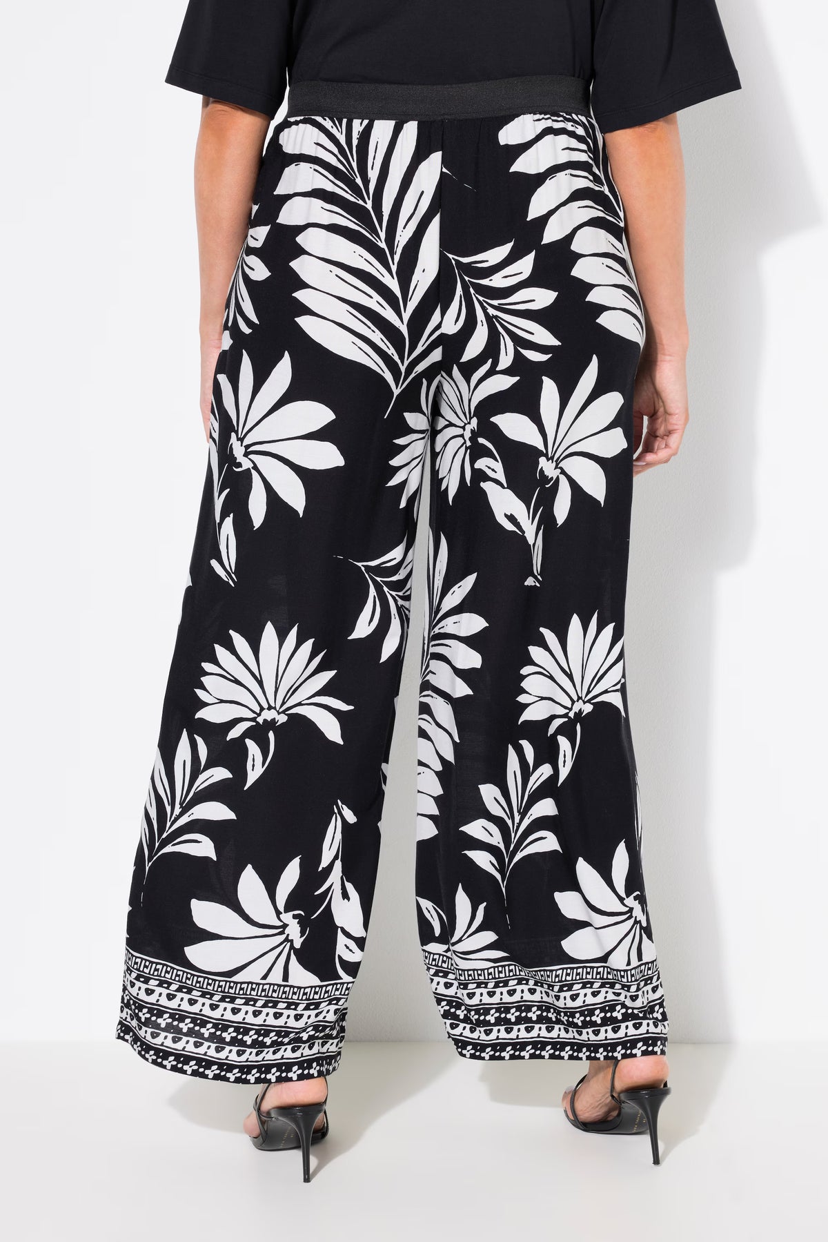 Ulla Popken Black Floral Trousers