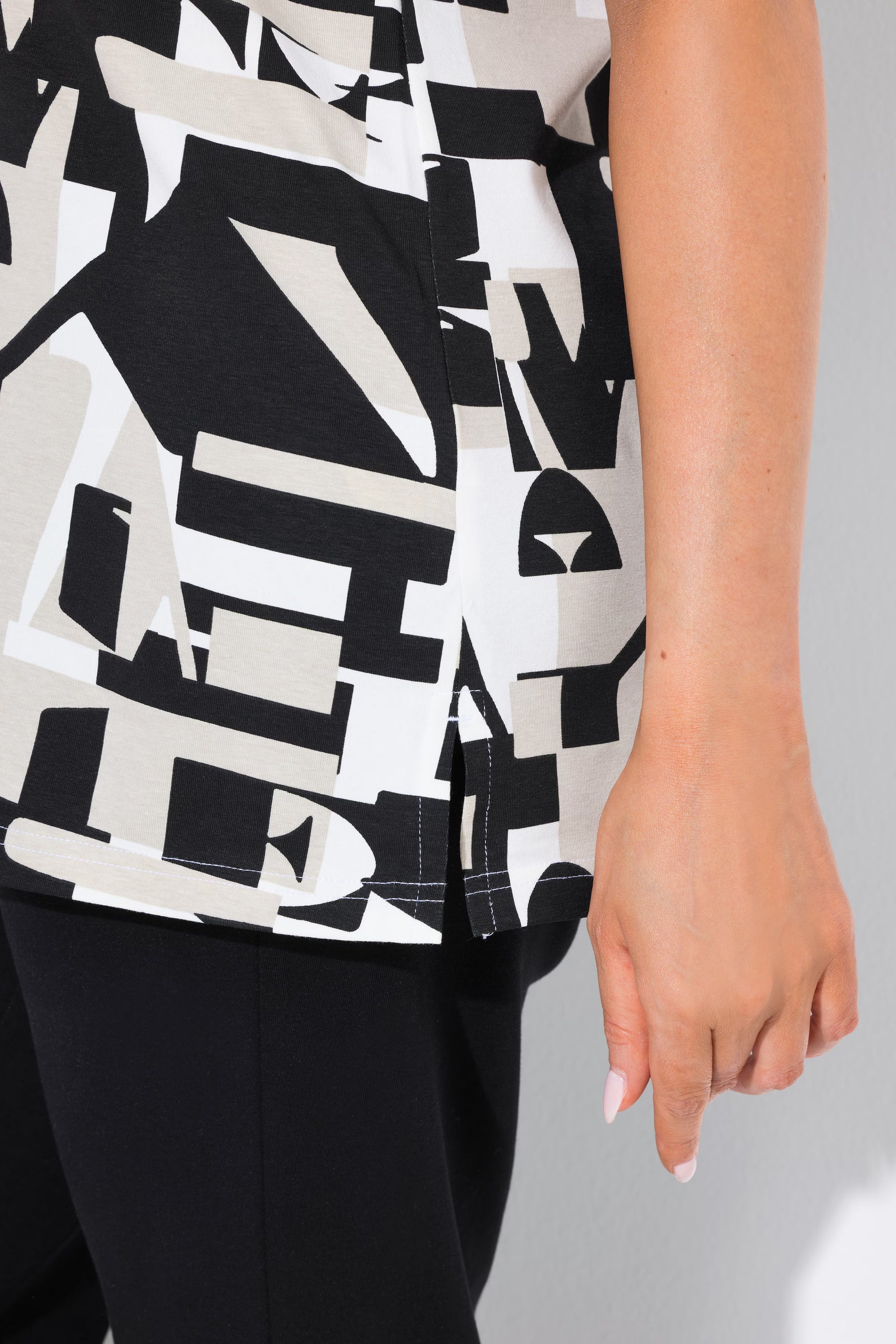 Ulla Popken Black Geometric T-Shirt