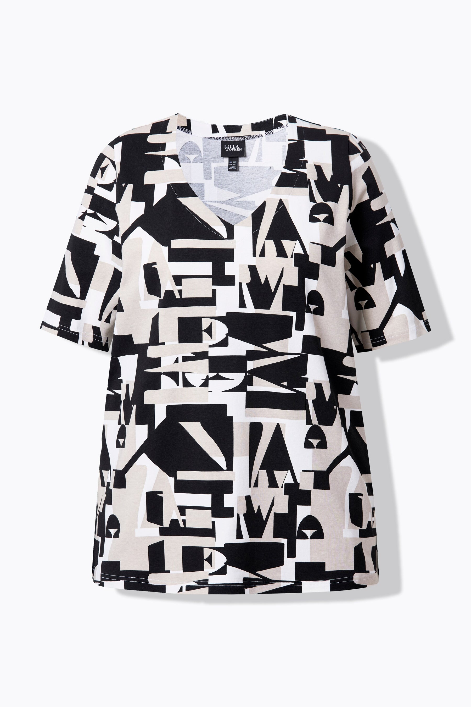 Ulla Popken Black Geometric T-Shirt