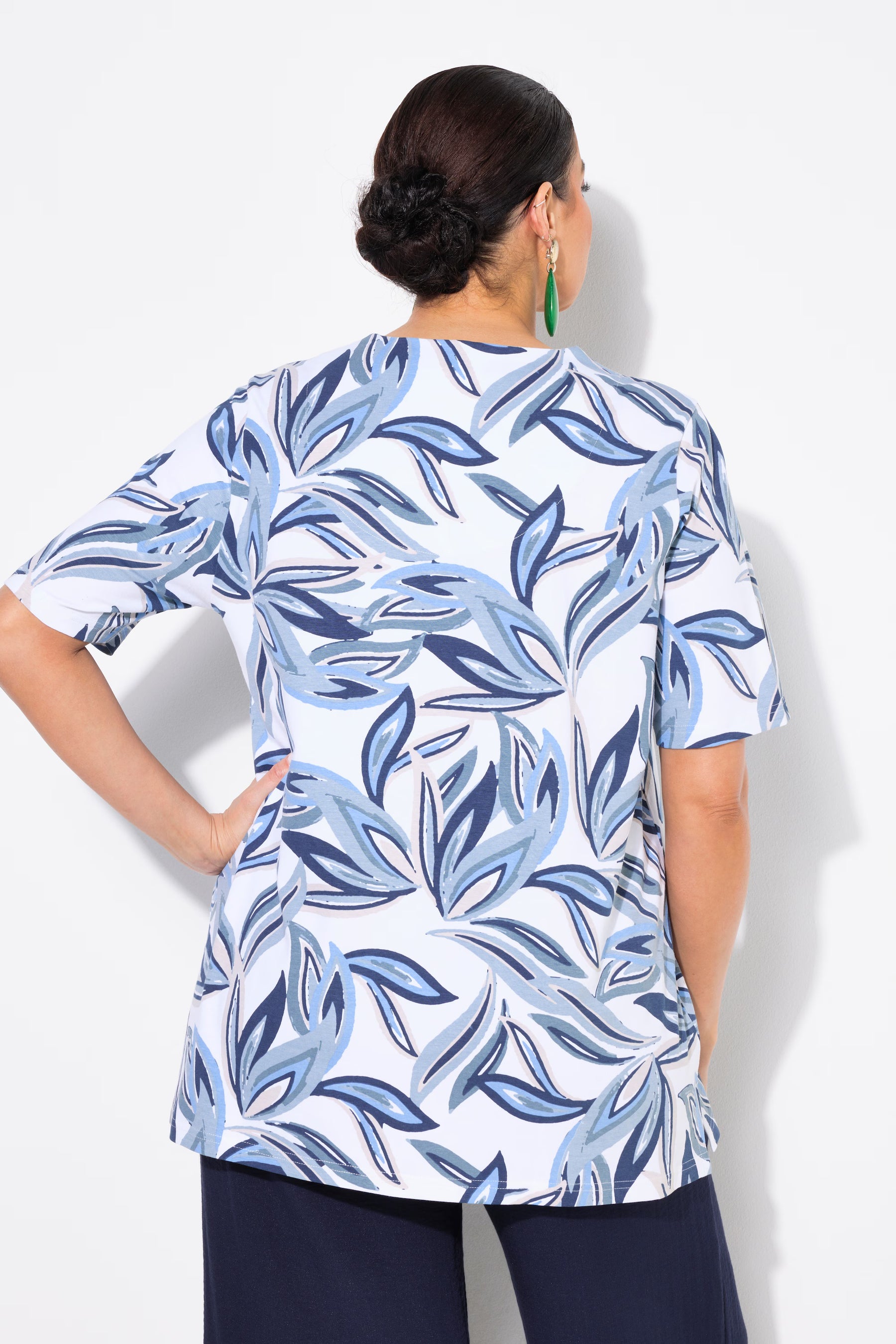 Ulla Popken Blue Leaf T-Shirt