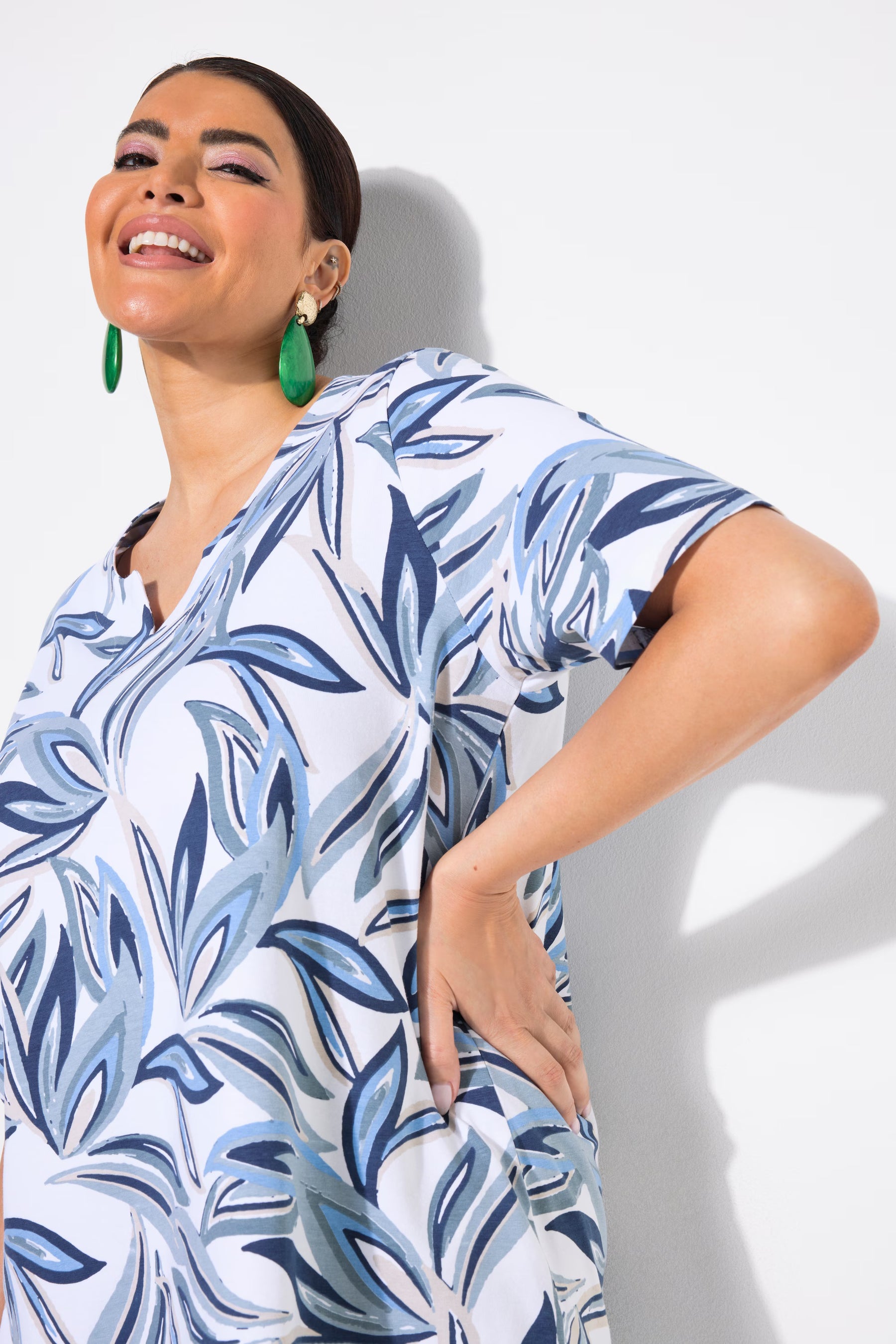 Ulla Popken Blue Leaf T-Shirt