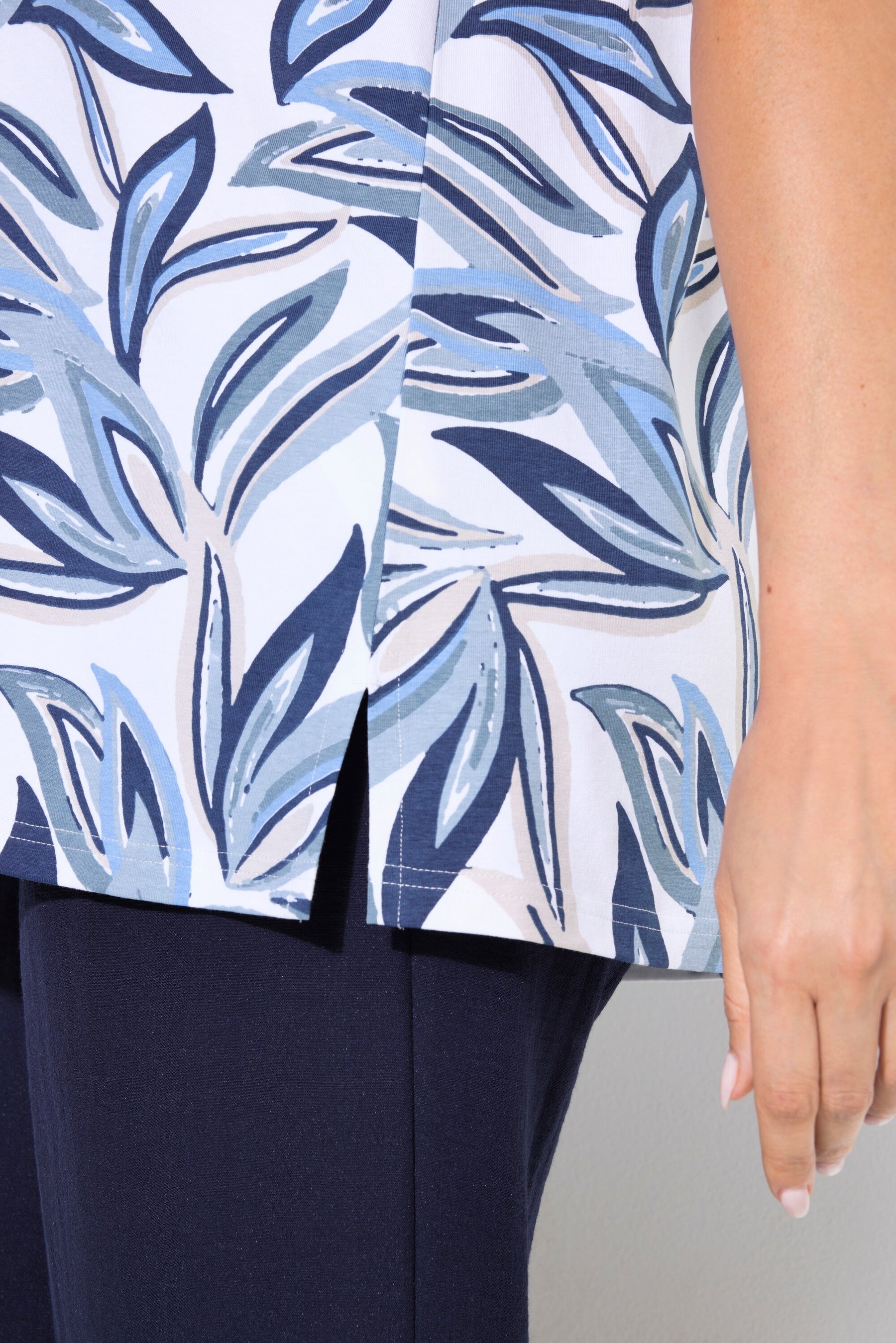 Ulla Popken Blue Leaf T-Shirt