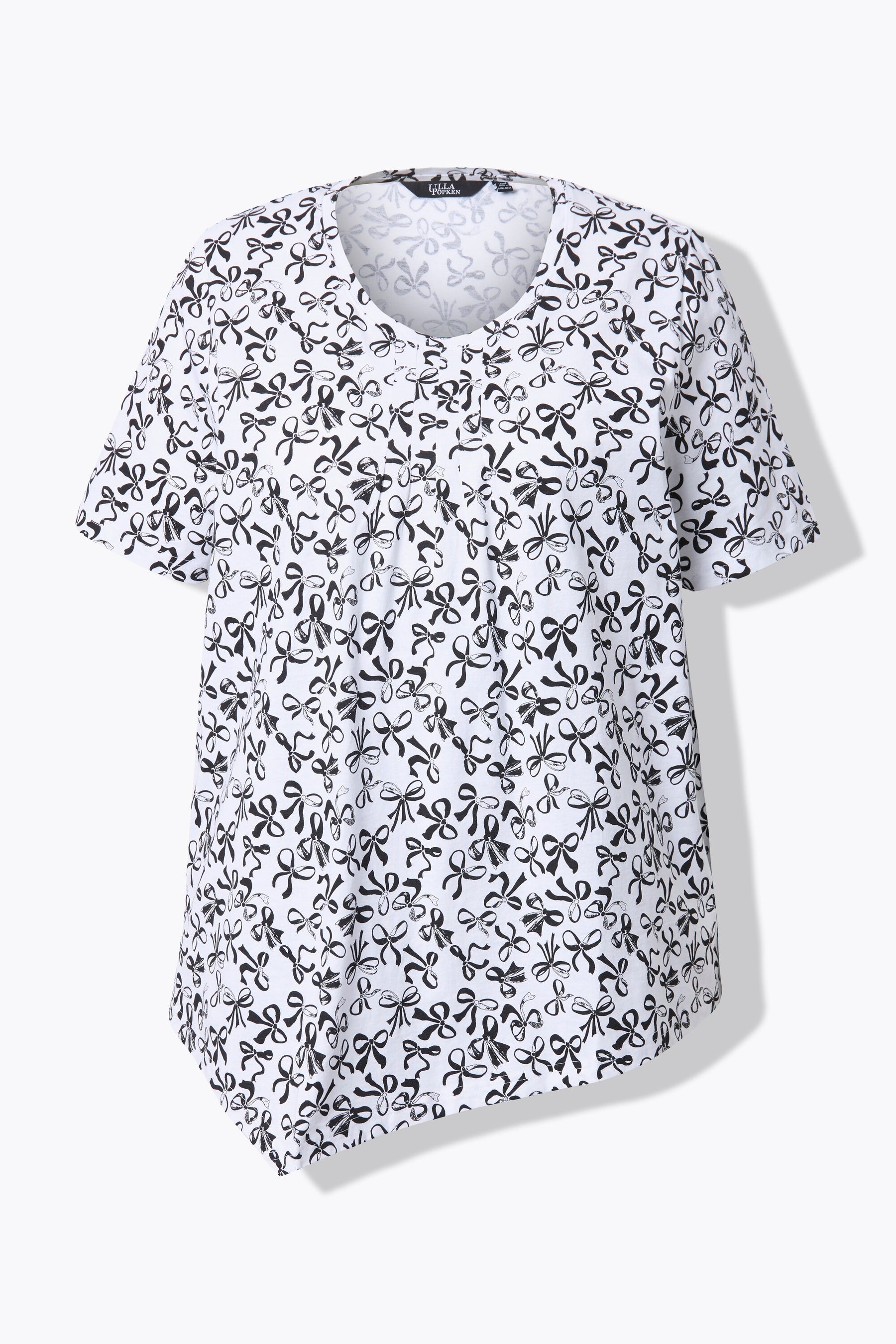 Ulla Popken Bow Print T-Shirt in White