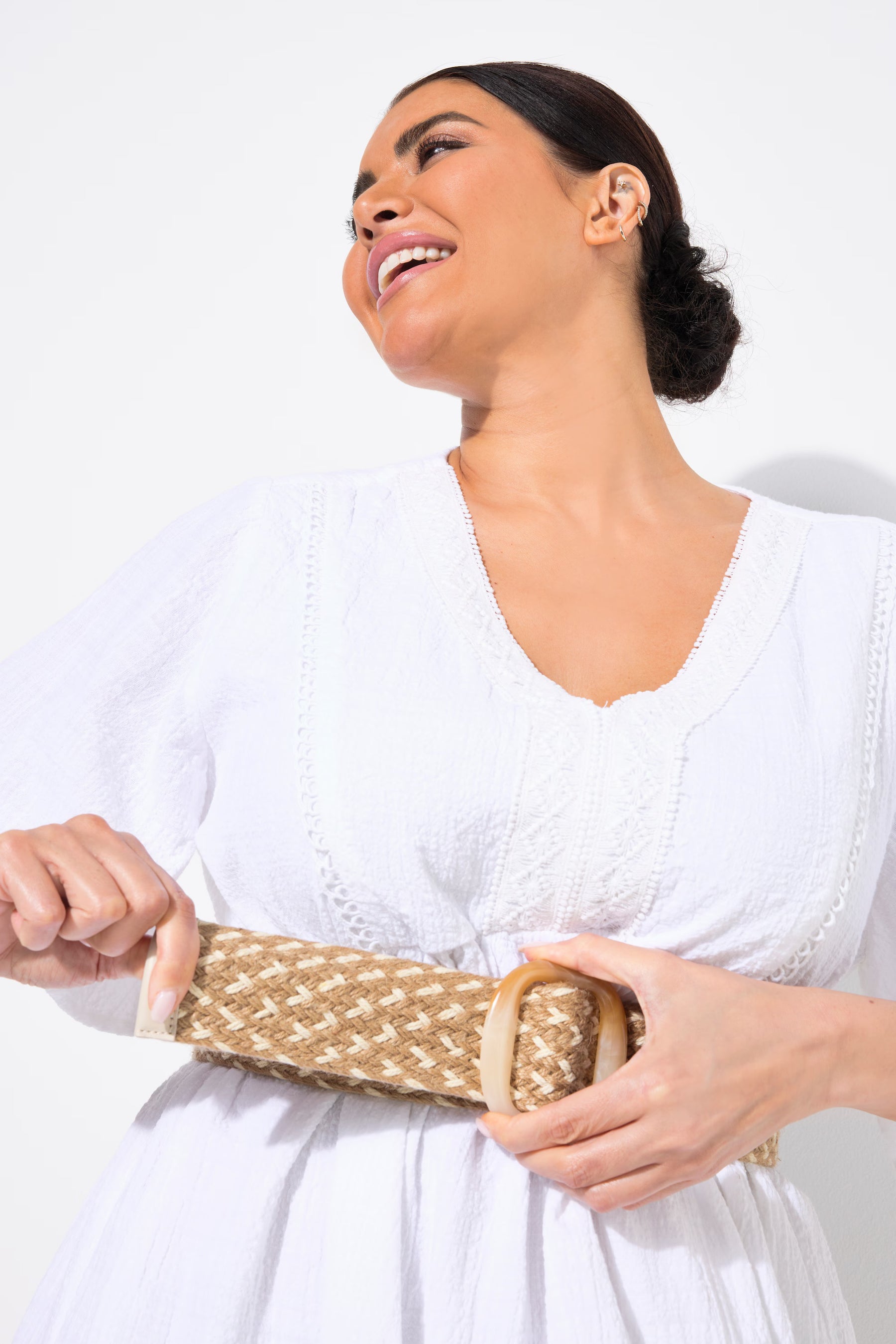 Ulla Popken Braided Belt in Tan