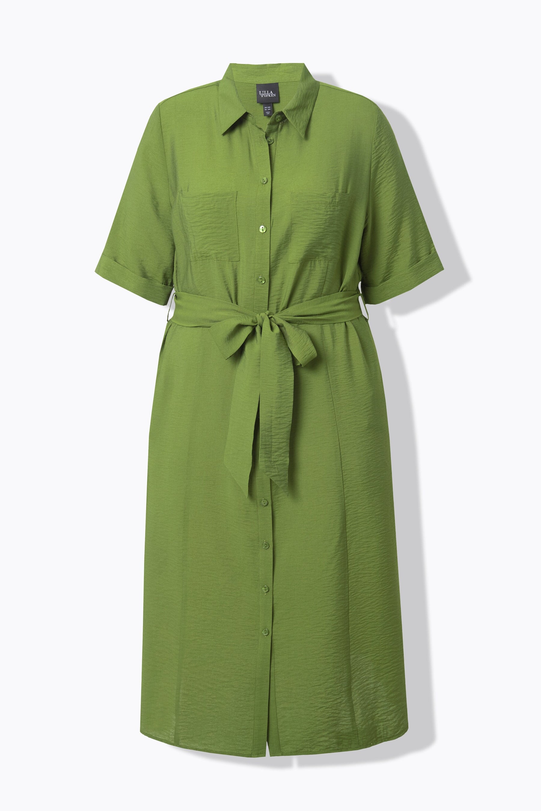 Ulla Popken Button Midi Dress in Green