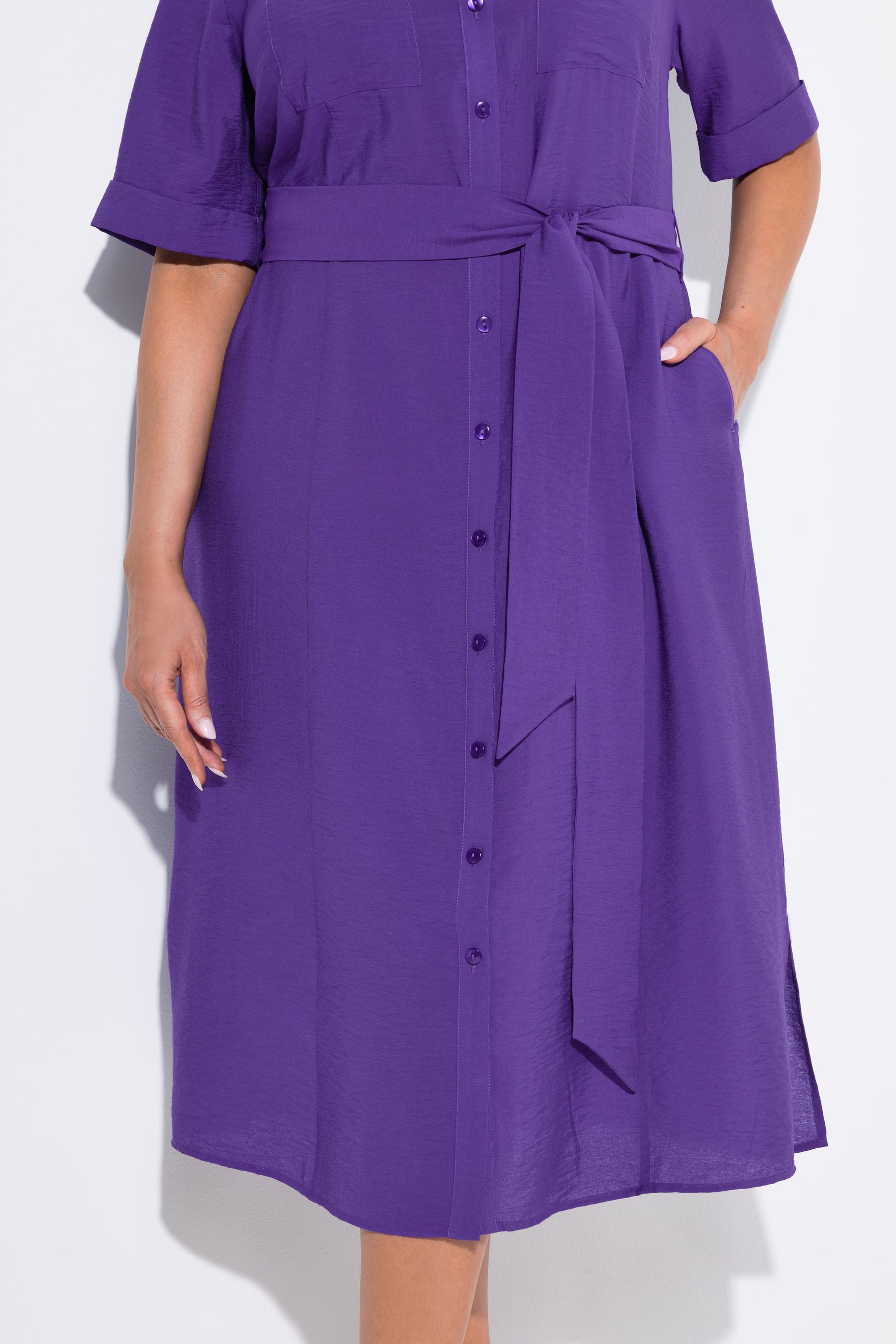 Ulla Popken Button Midi Dress in Purple