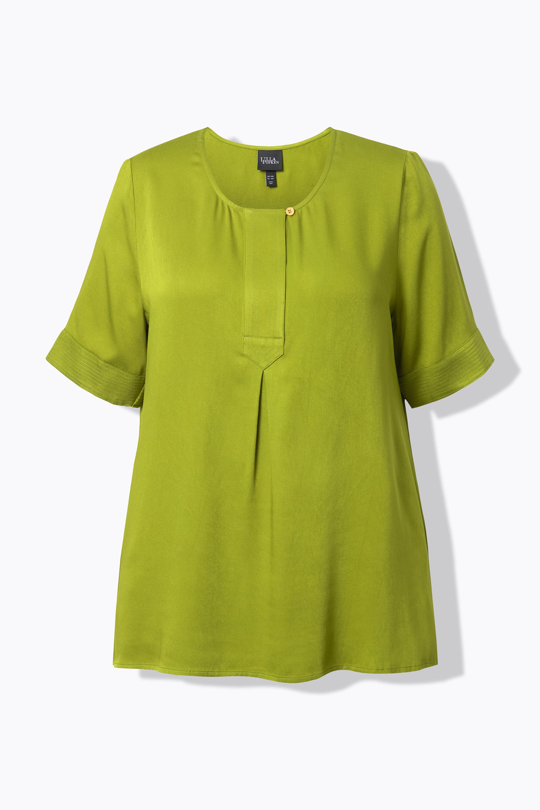 Ulla Popken Button Neck Blouse in Green