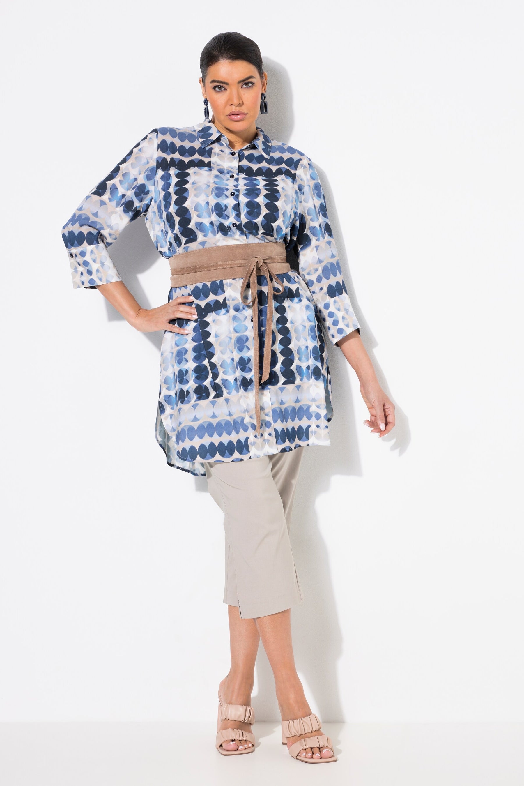 Ulla Popken Circle Print Long Blouse