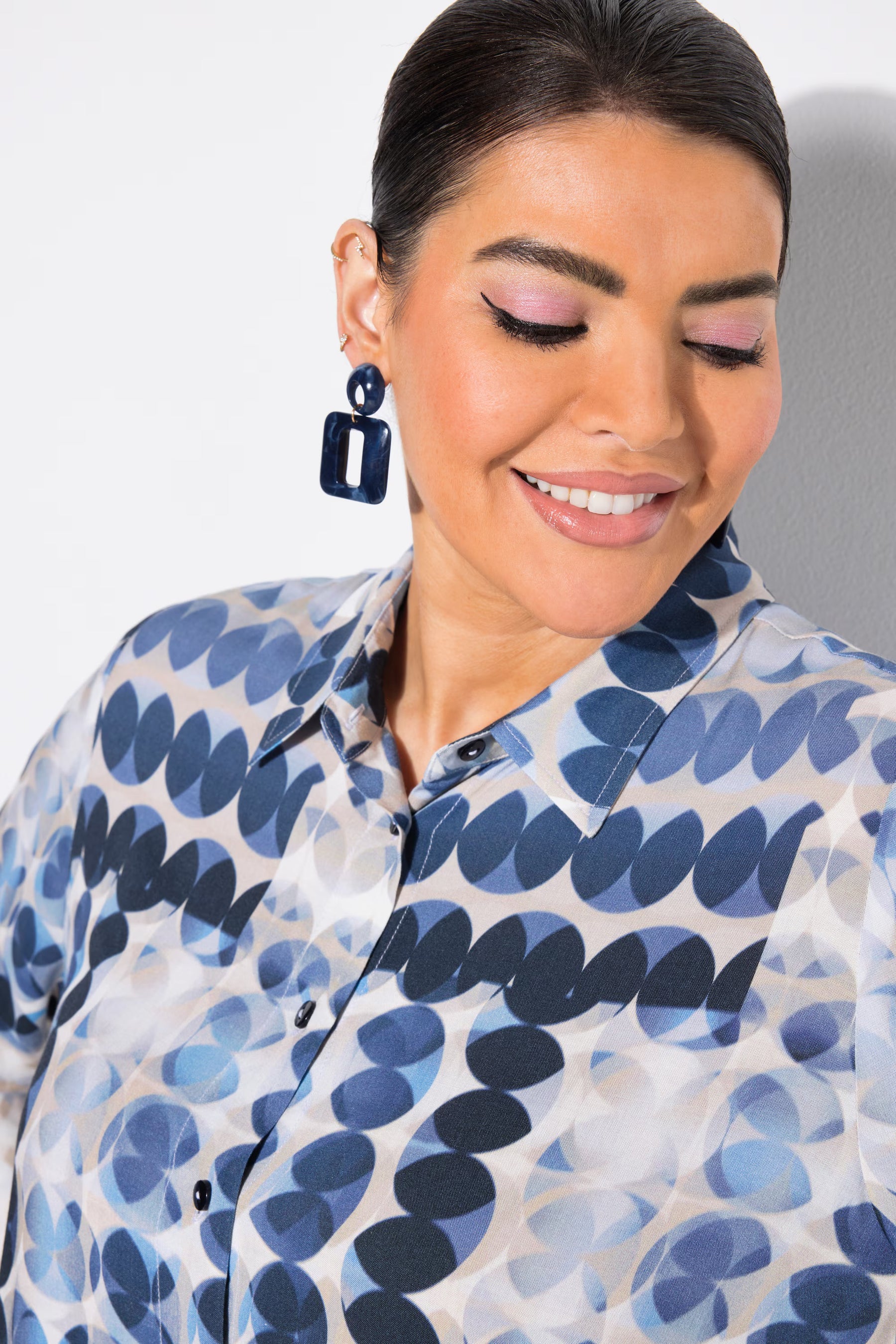 Ulla Popken Circle Print Long Blouse