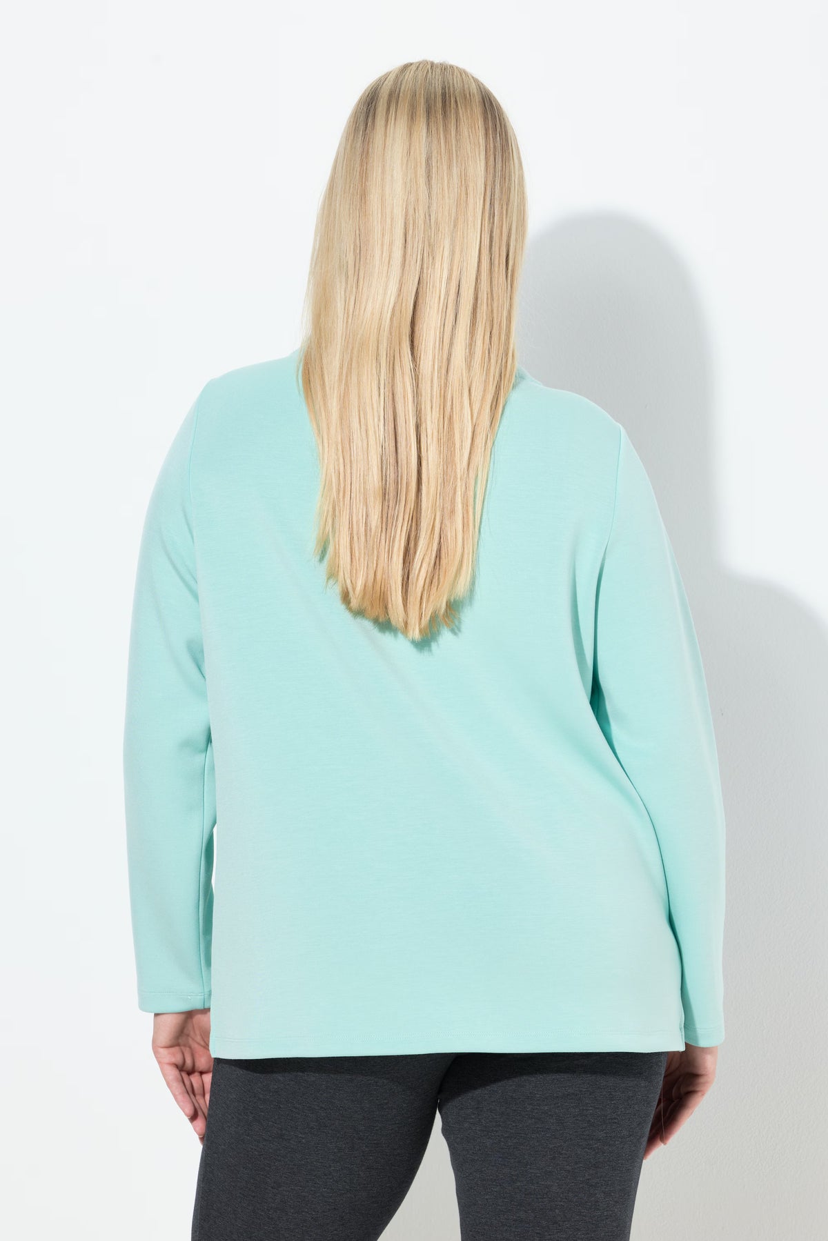 Ulla Popken Cowl Neck Sweater in Turquoise