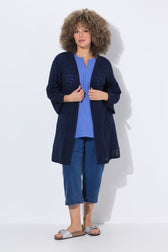 Ulla Popken Crochet Cardigan in Navy