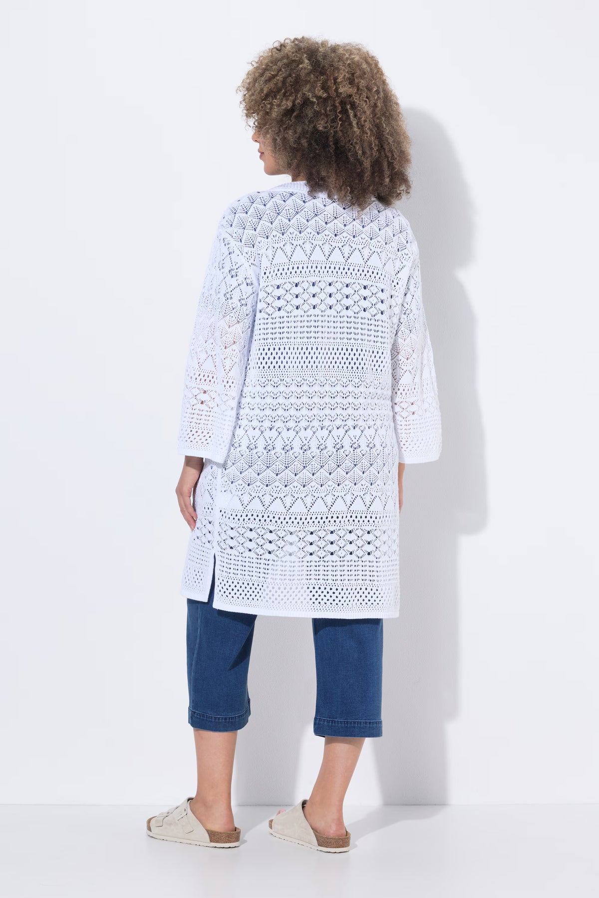 Ulla Popken Crochet Cardigan in White