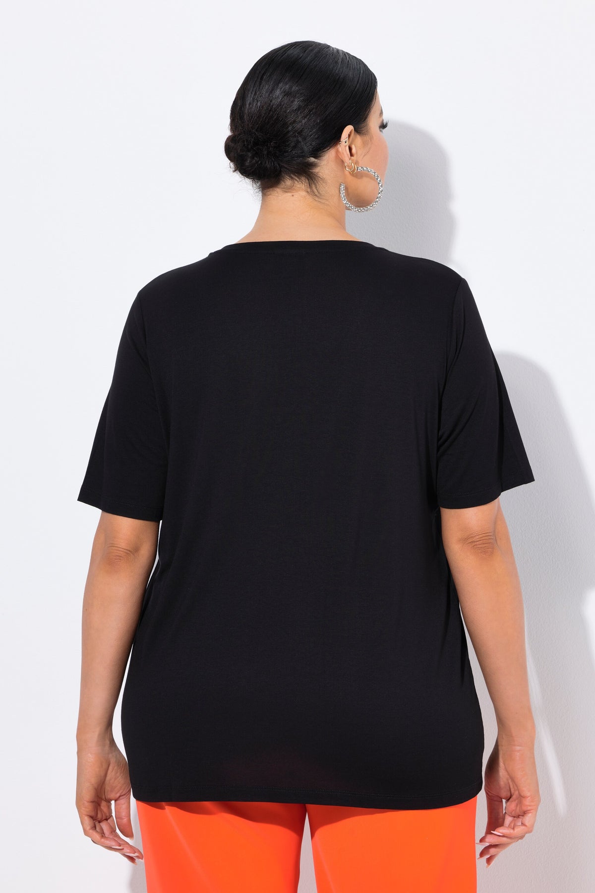 Ulla Popken Diamond Pocket T-Shirt in Black