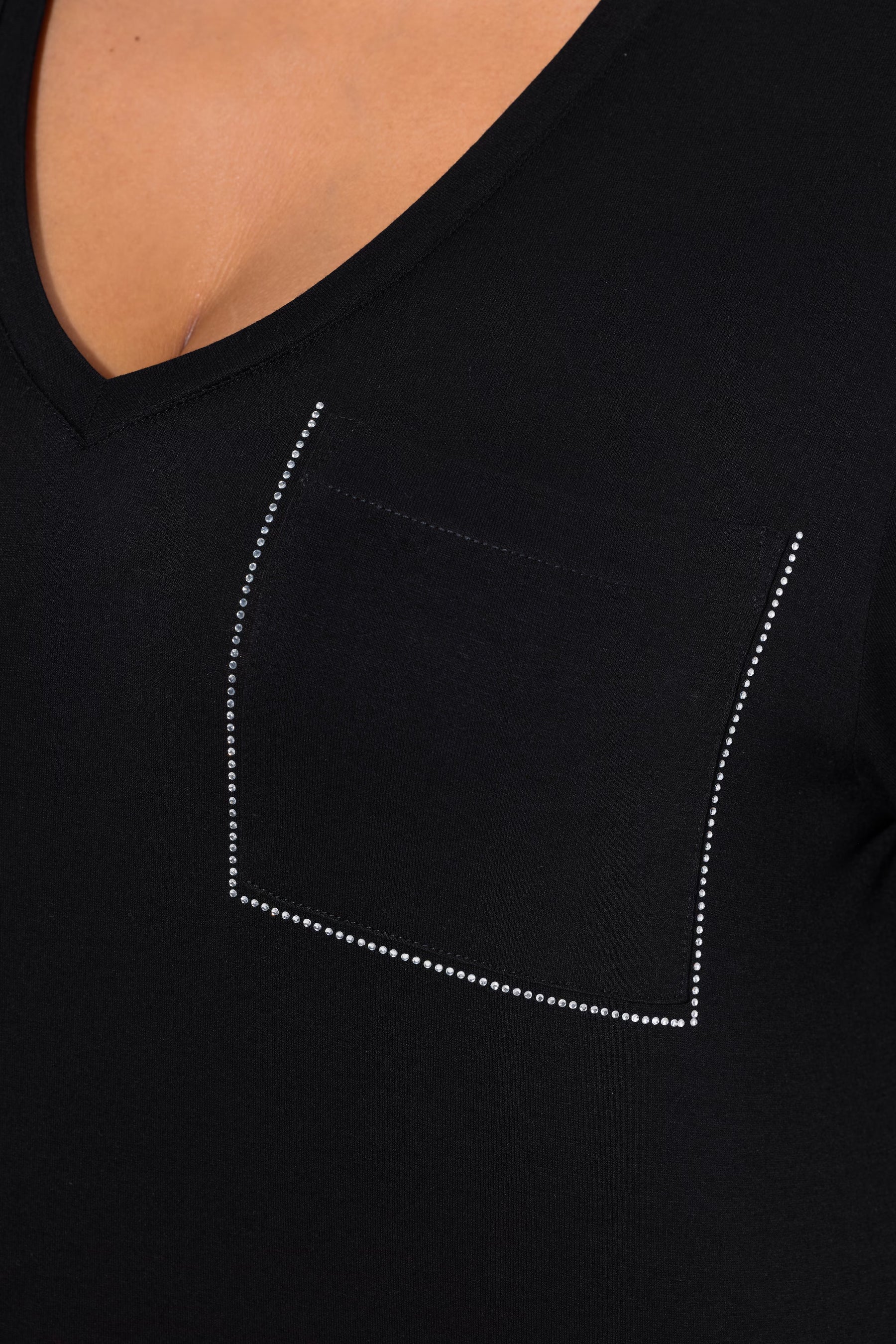 Ulla Popken Diamond Pocket T-Shirt in Black
