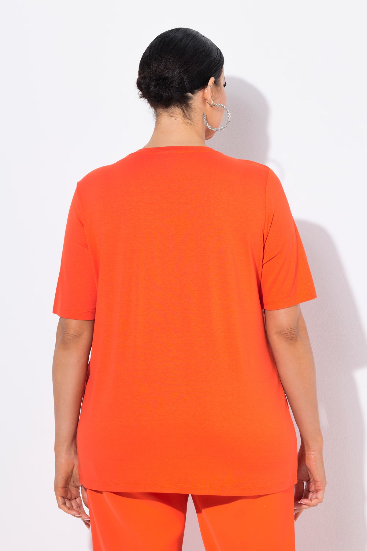 Ulla Popken Diamond Pocket T-Shirt in Orange