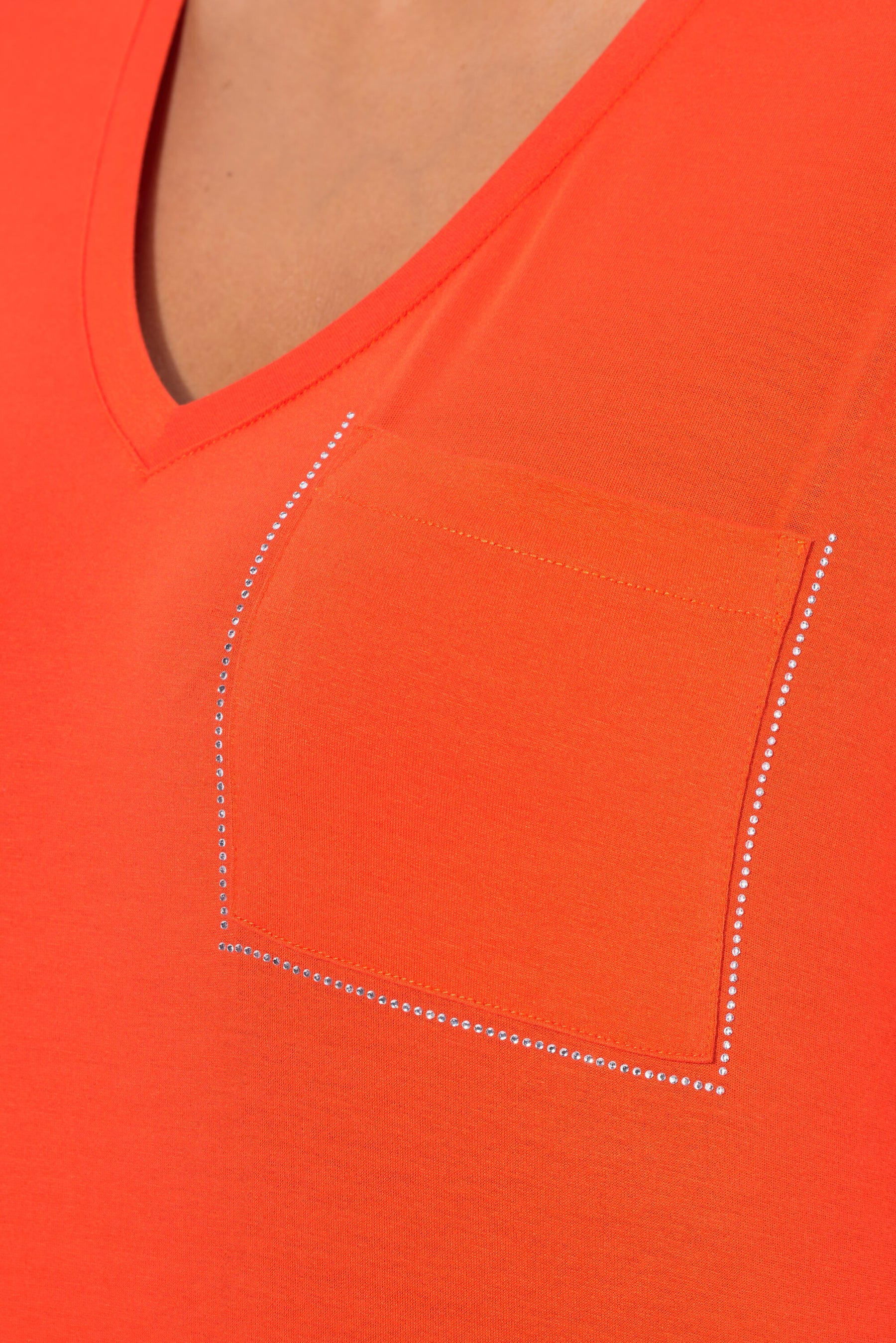 Ulla Popken Diamond Pocket T-Shirt in Orange