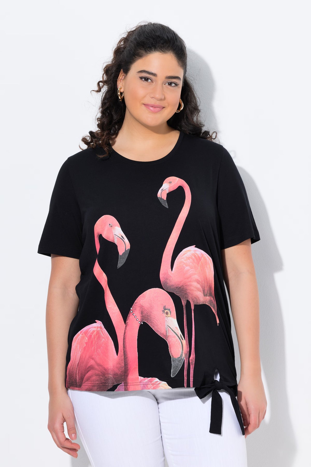 Ulla Popken Flamingo T-Shirt in Black