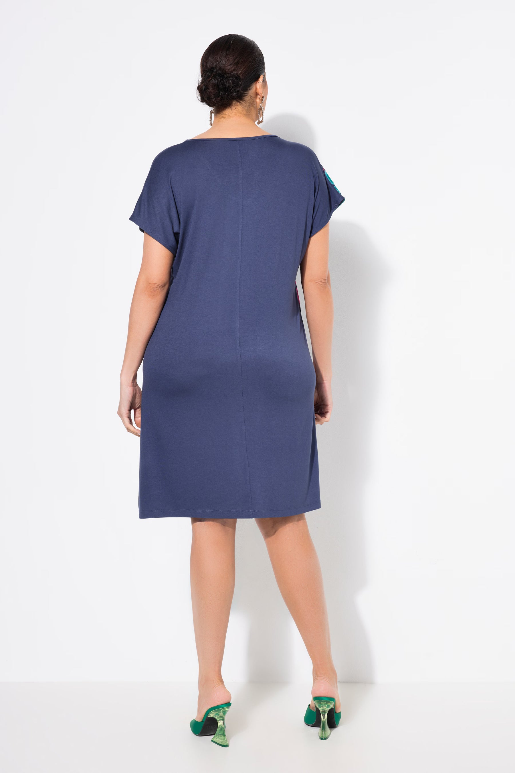 Ulla Popken Floral Chiffon Dress in Navy