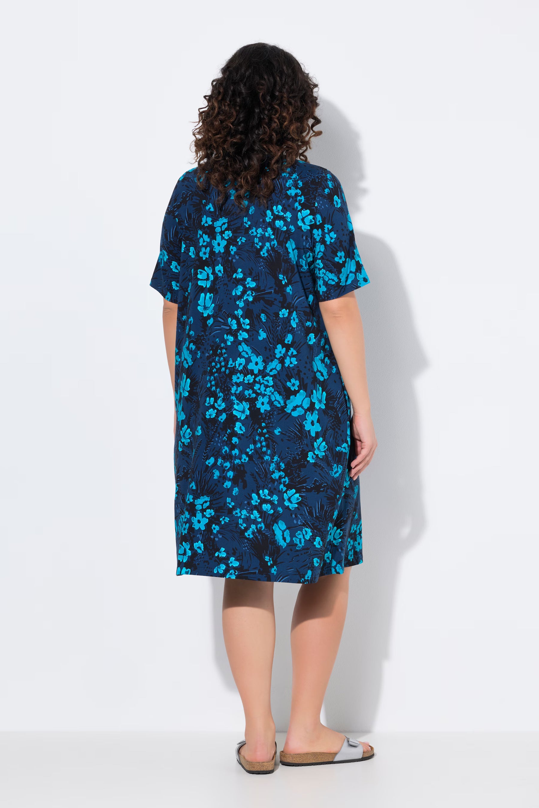Ulla Popken Floral Midi Dress in Navy