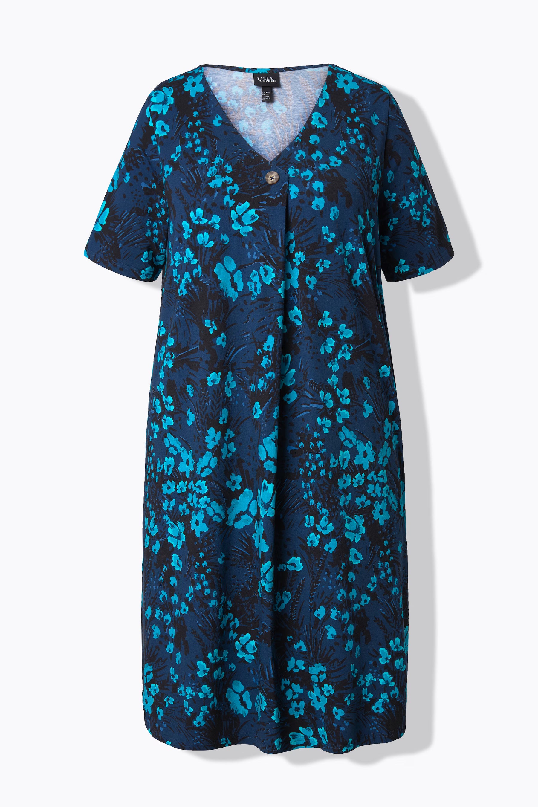 Ulla Popken Floral Midi Dress in Navy