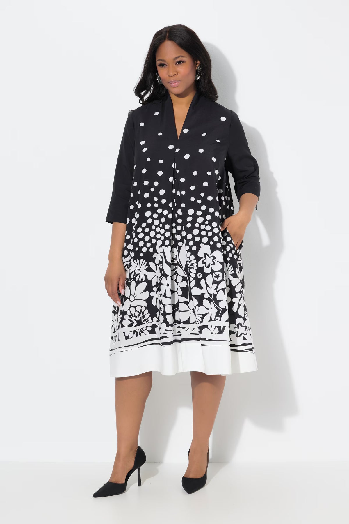 Ulla Popken Floral Monochrome Dress