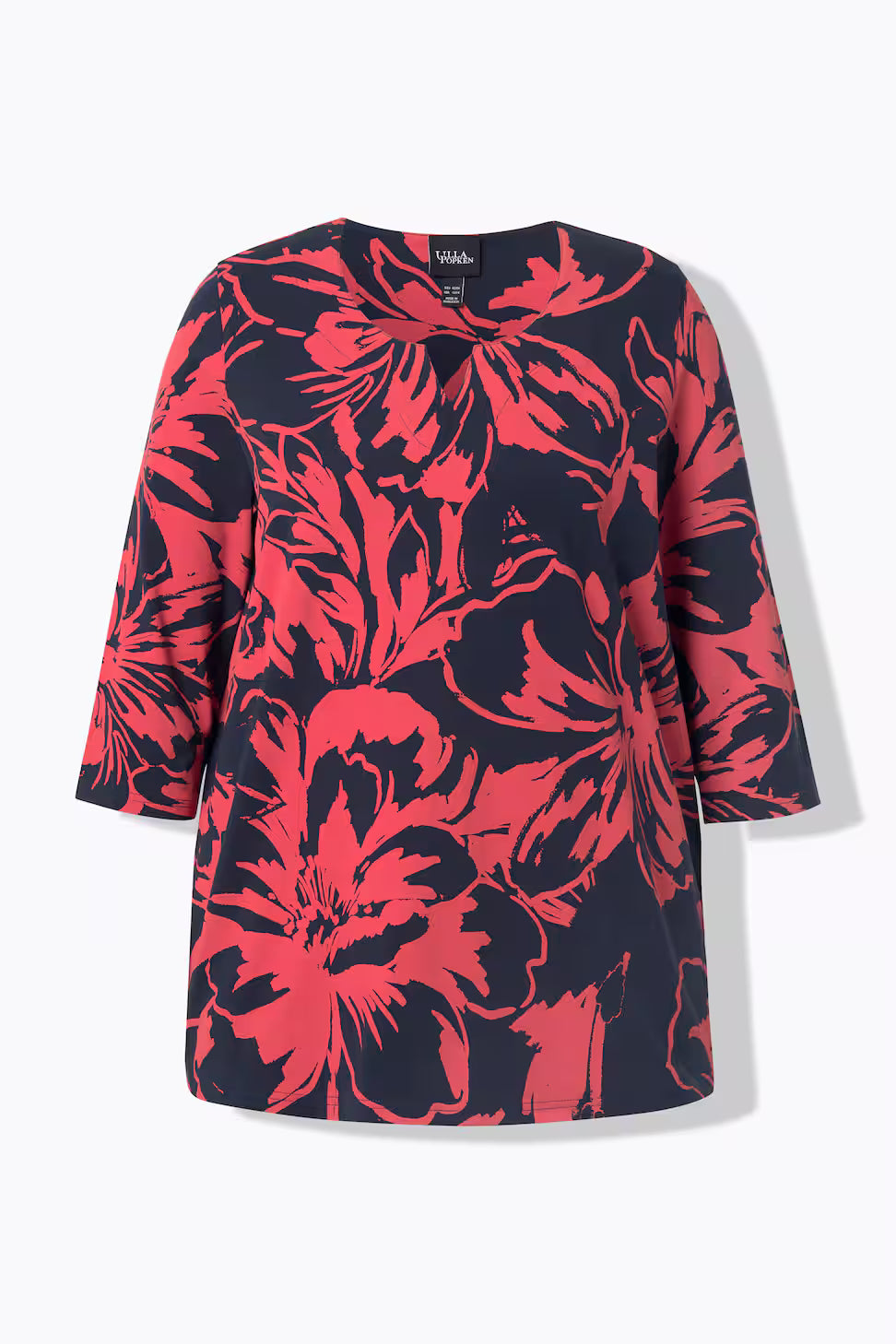 Ulla Popken Floral Print Top in Red