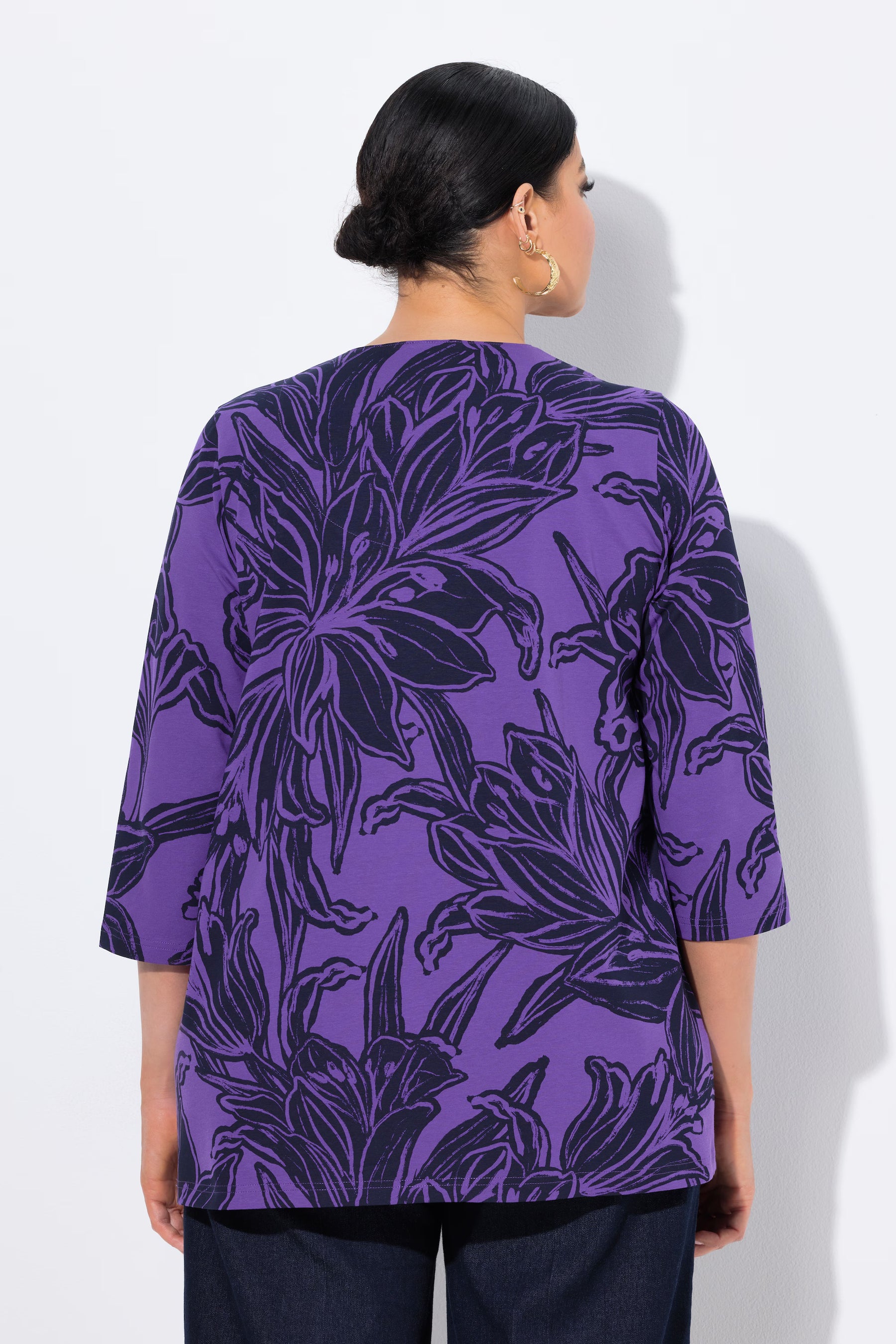 Ulla Popken Floral Purple T-Shirt