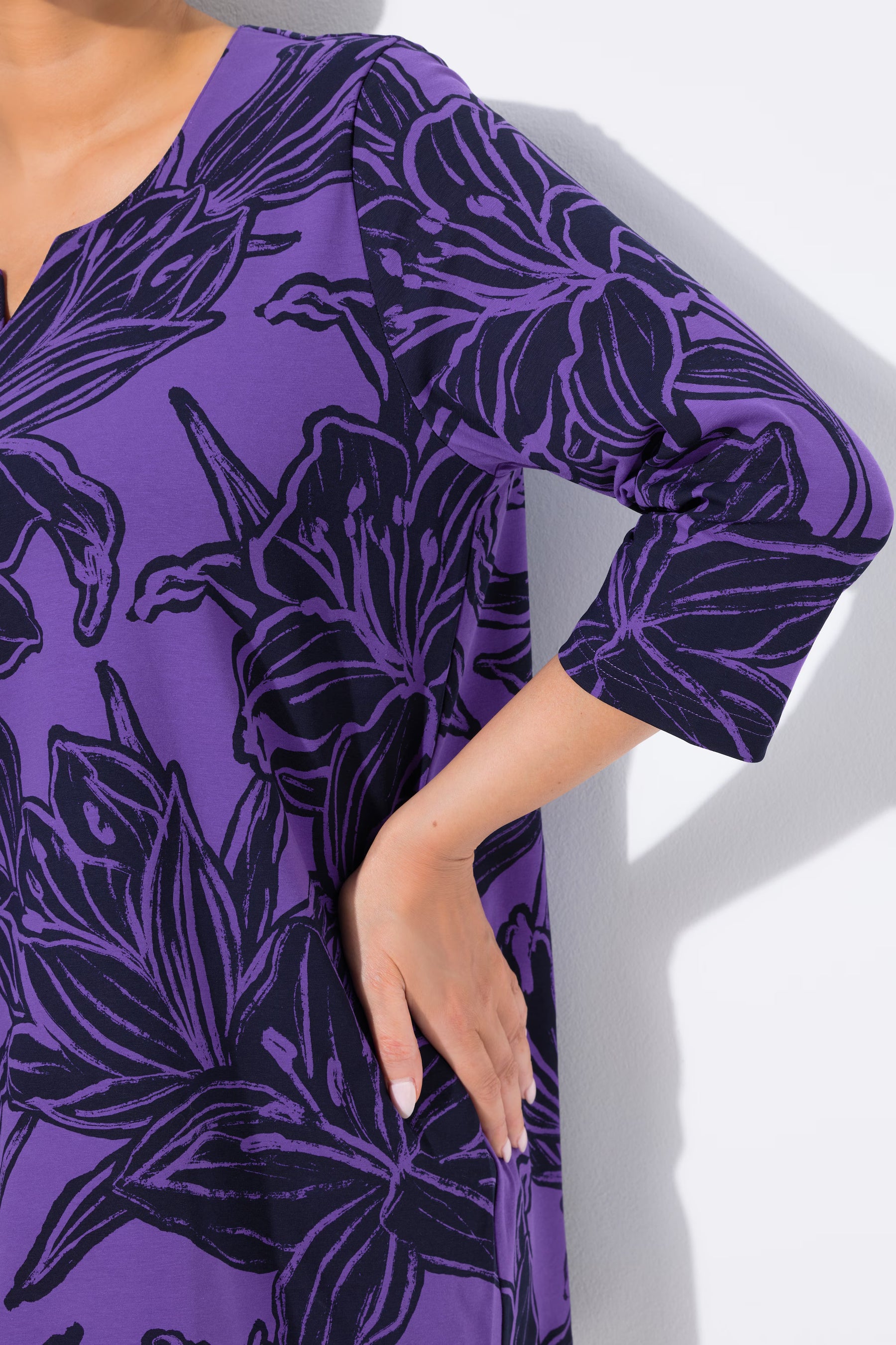 Ulla Popken Floral Purple T-Shirt