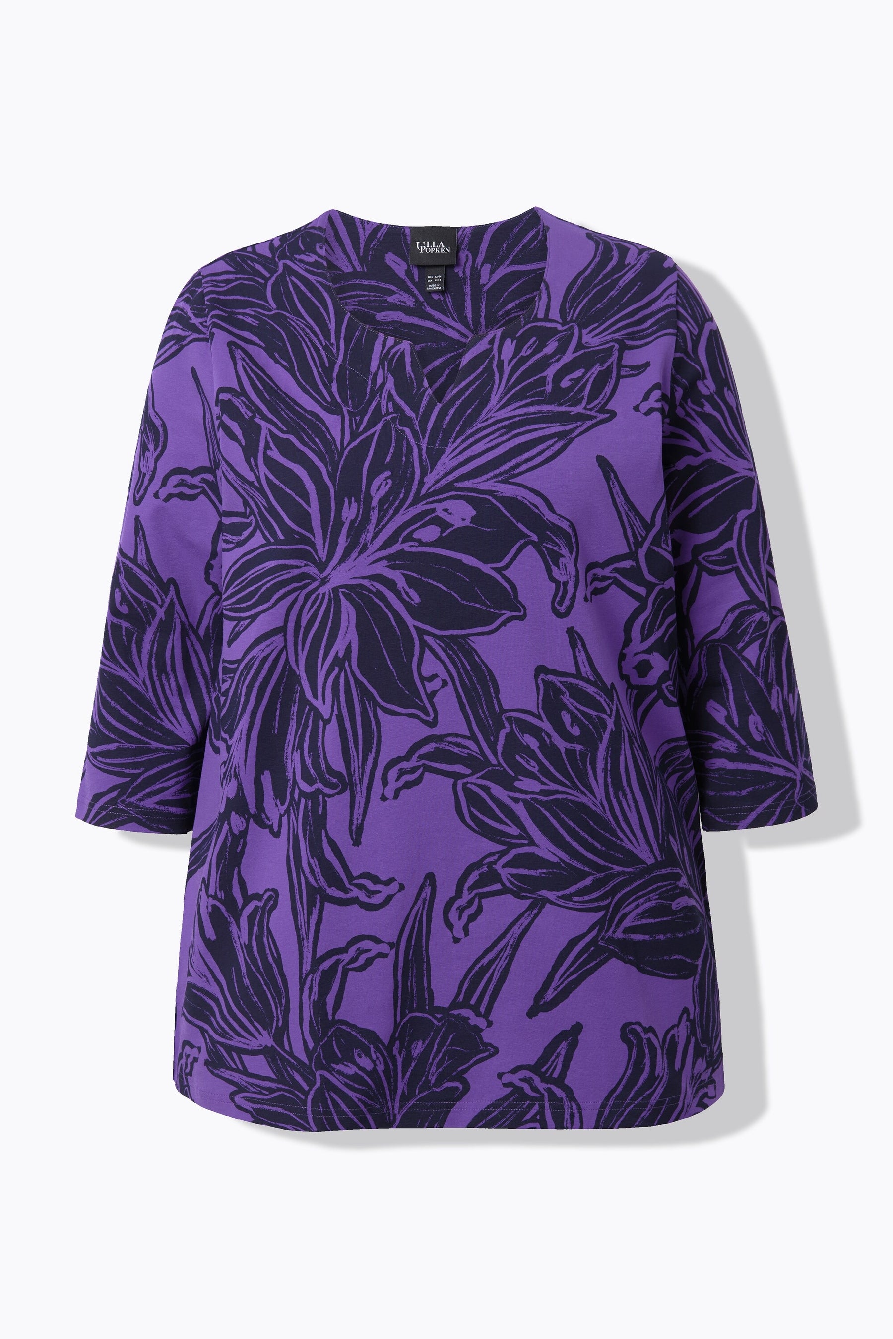 Ulla Popken Floral Purple T-Shirt
