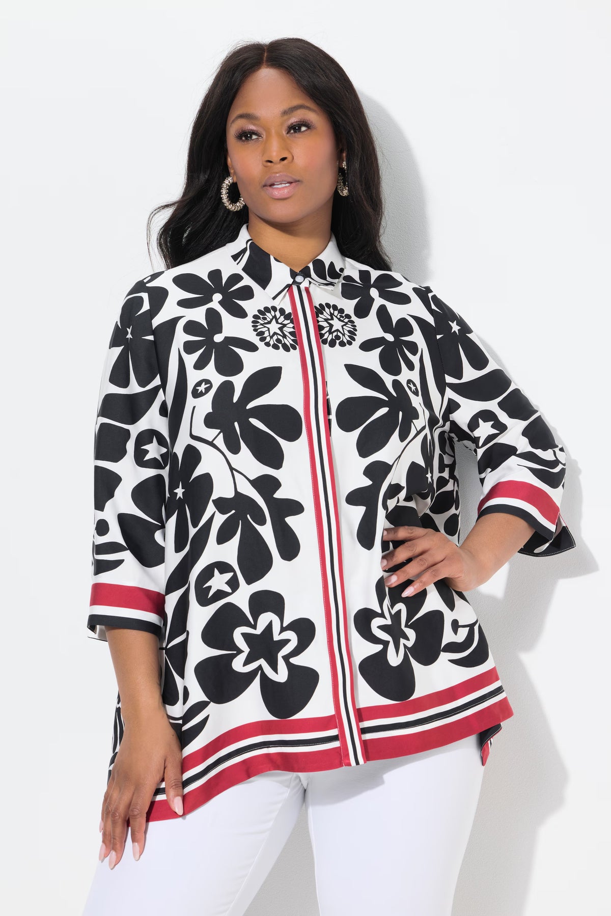 Ulla Popken Floral Satin Shirt