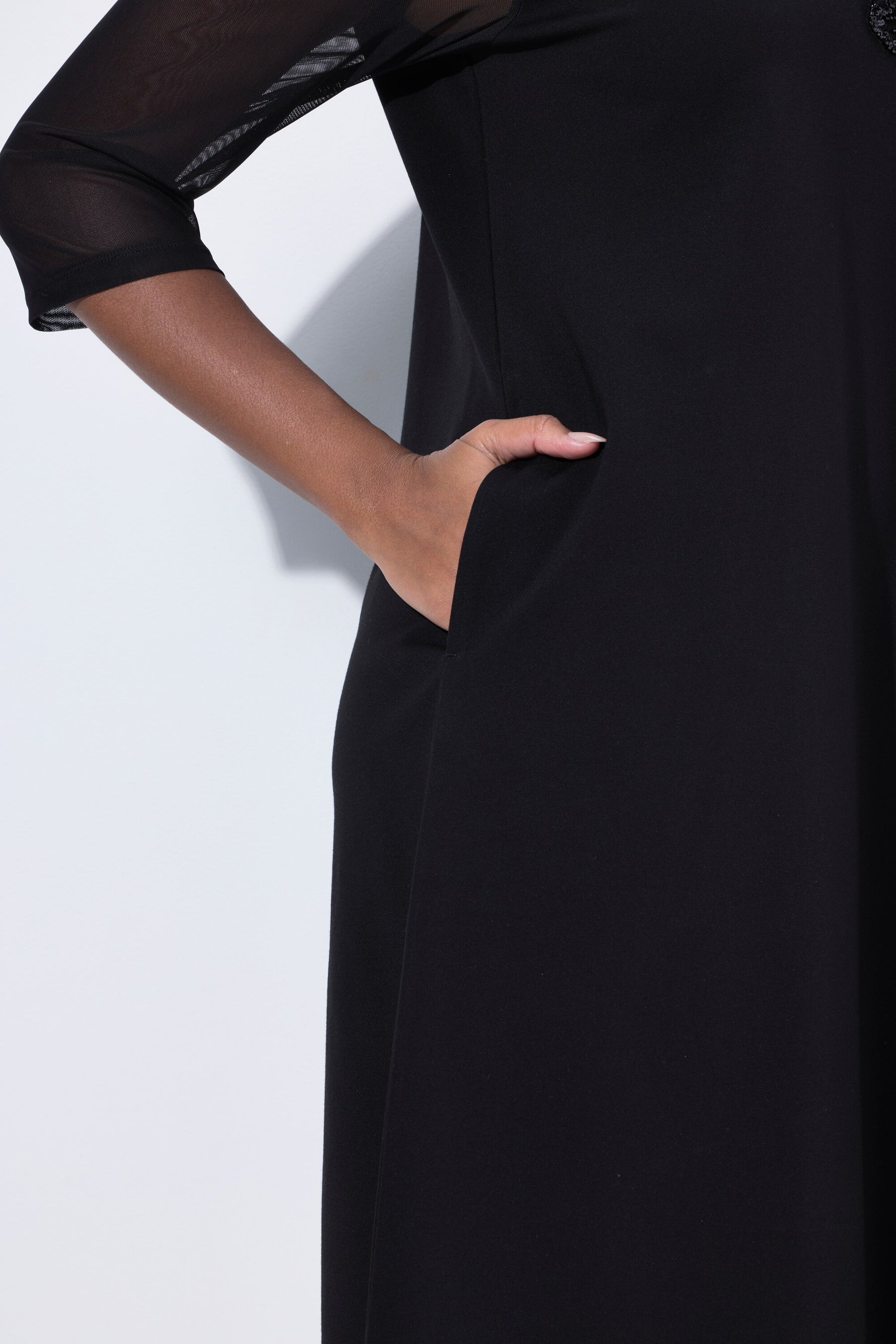 Ulla Popken Floral Sequin Dress in Black