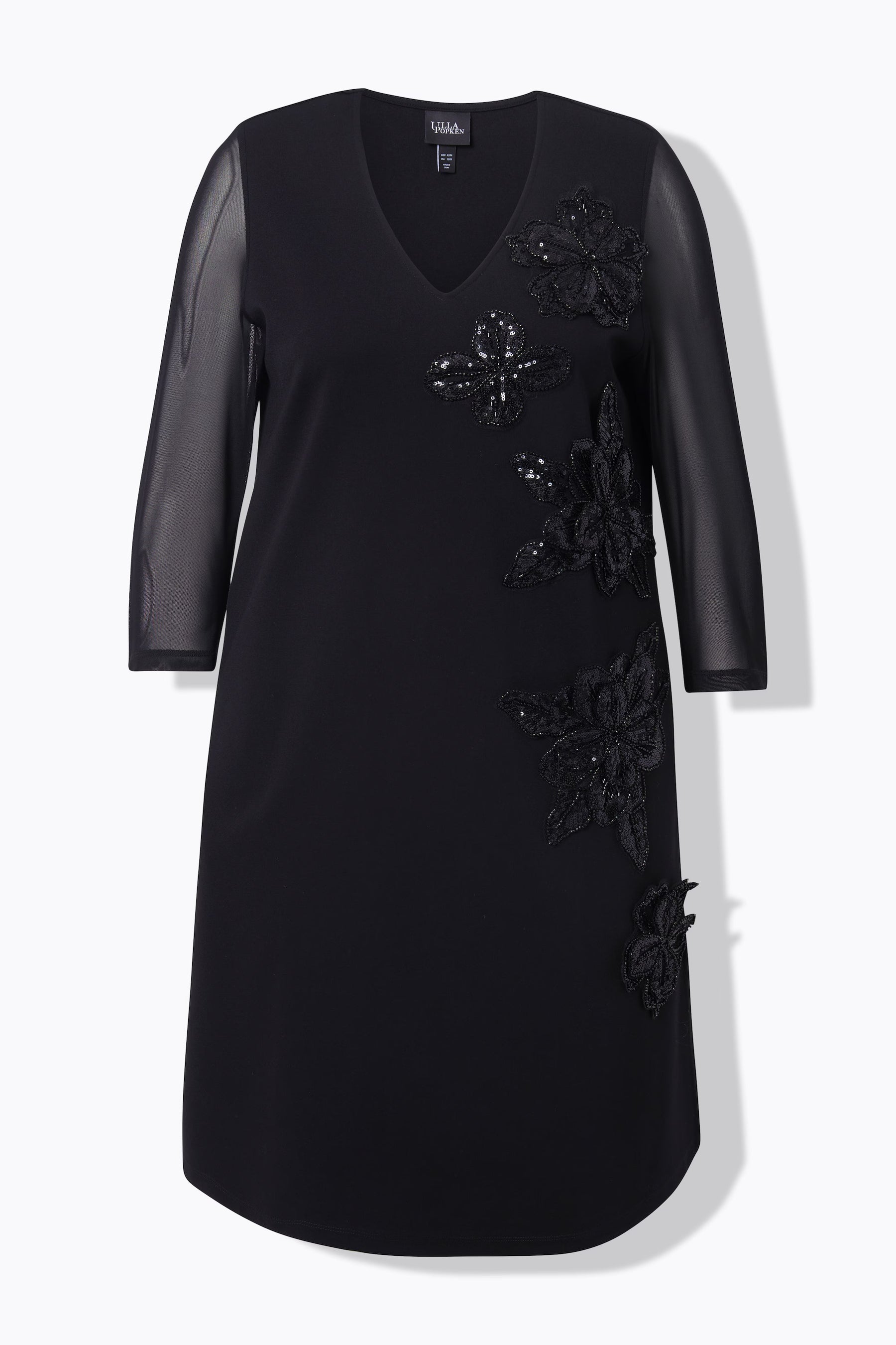 Ulla Popken Floral Sequin Dress in Black