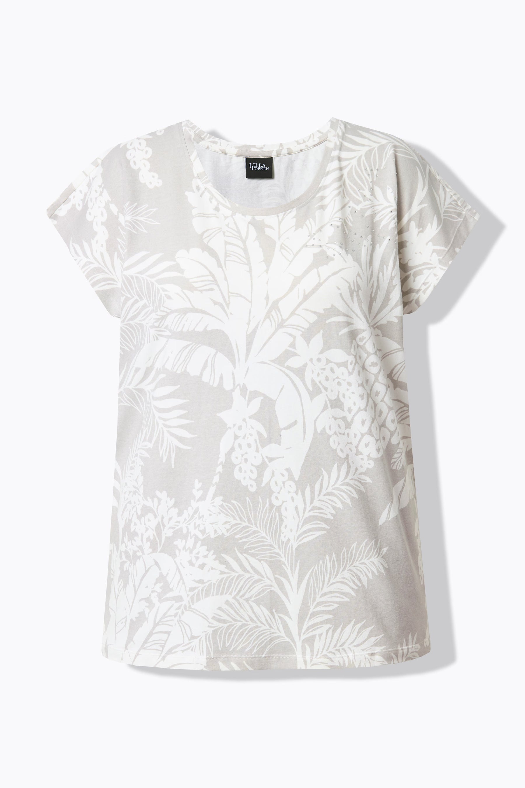 Ulla Popken Floral T-Shirt in Beige
