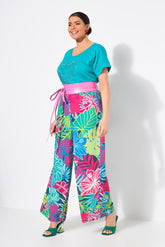 Ulla Popken Floral Wide Leg Trousers