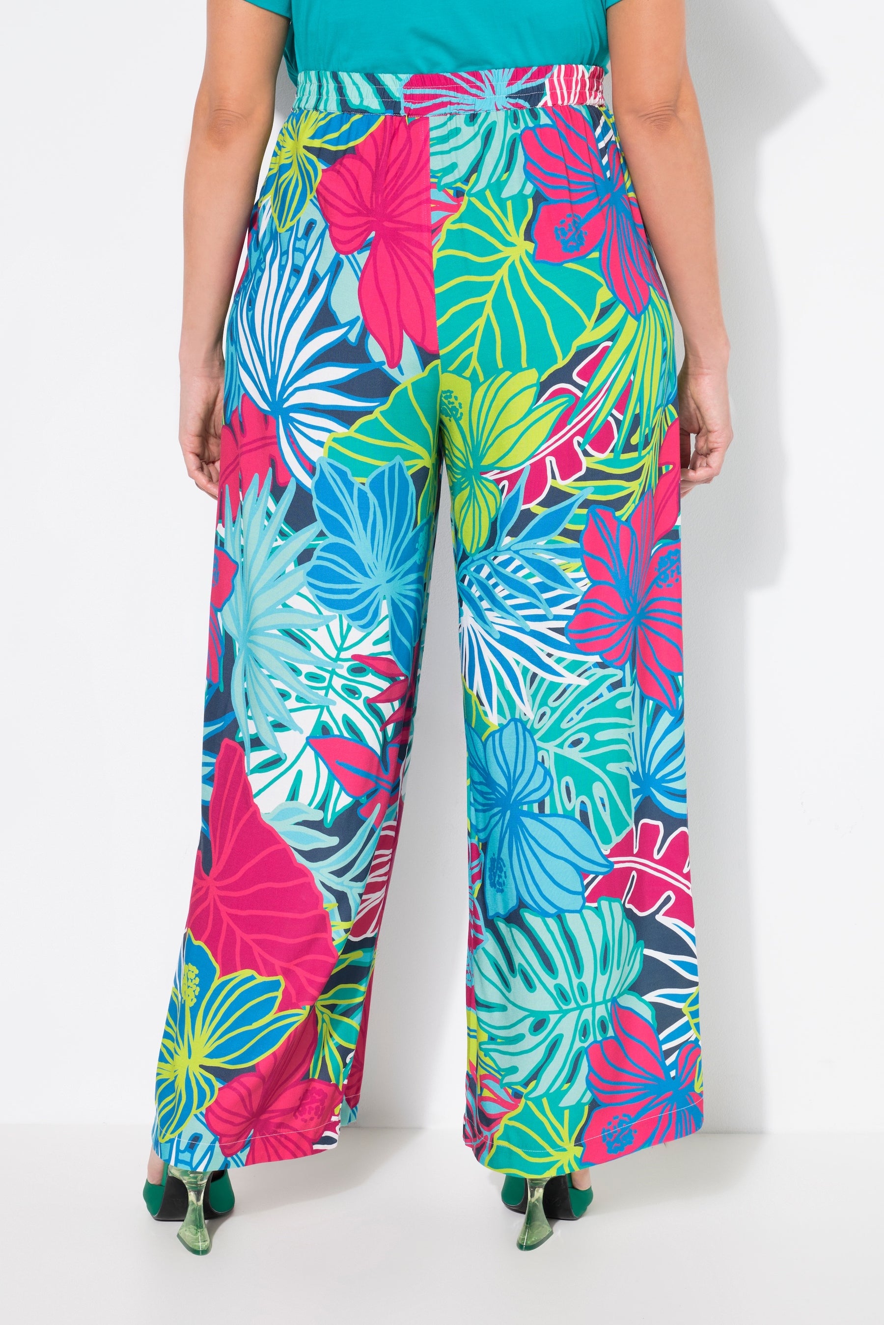 Ulla Popken Floral Wide Leg Trousers
