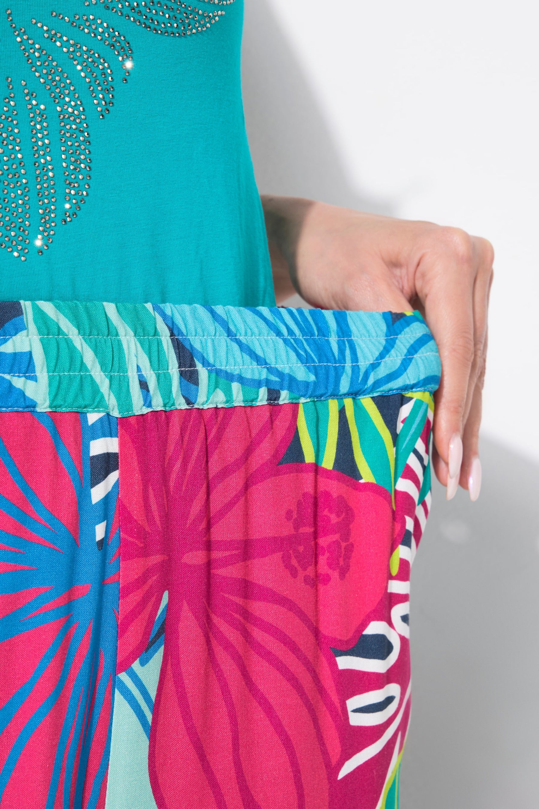 Ulla Popken Floral Wide Leg Trousers