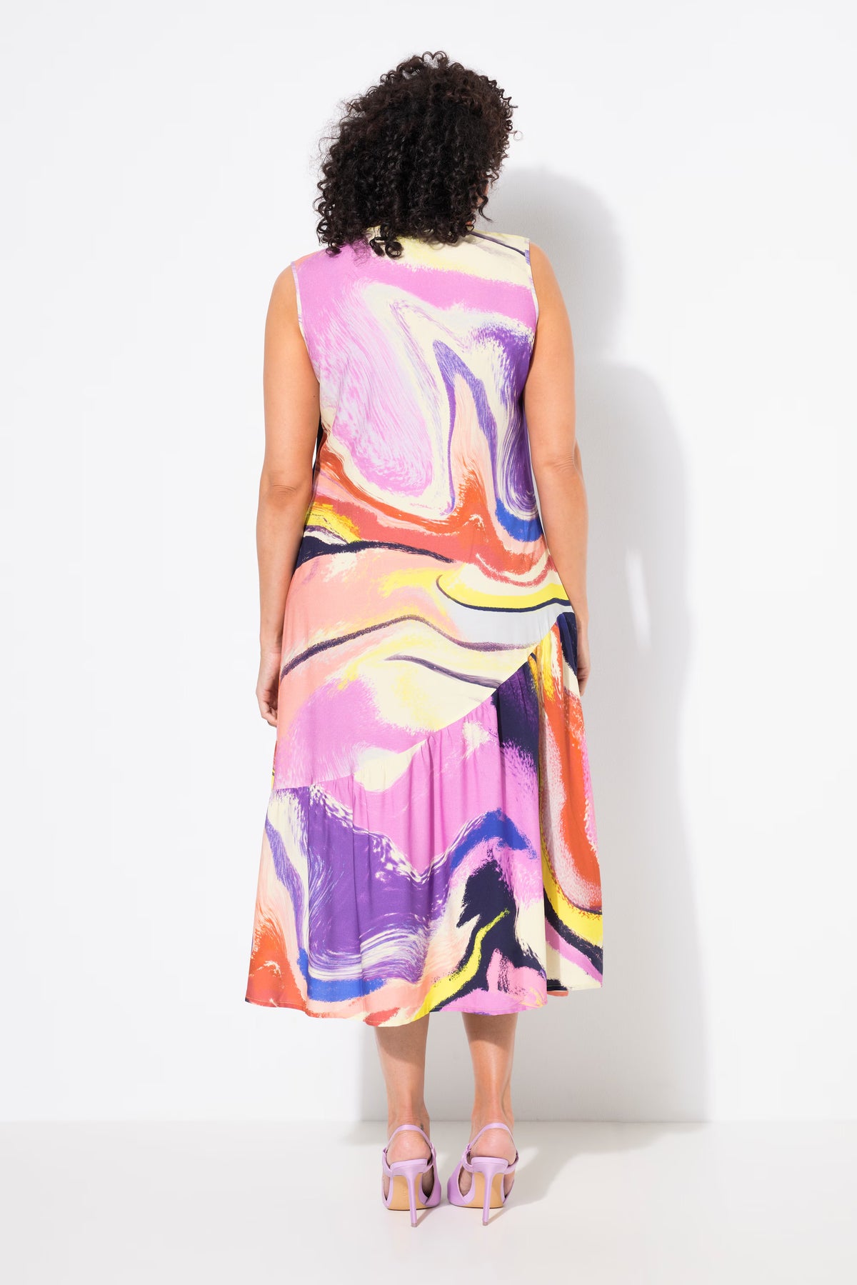 Ulla Popken Flounce Hem Multicolour Dress