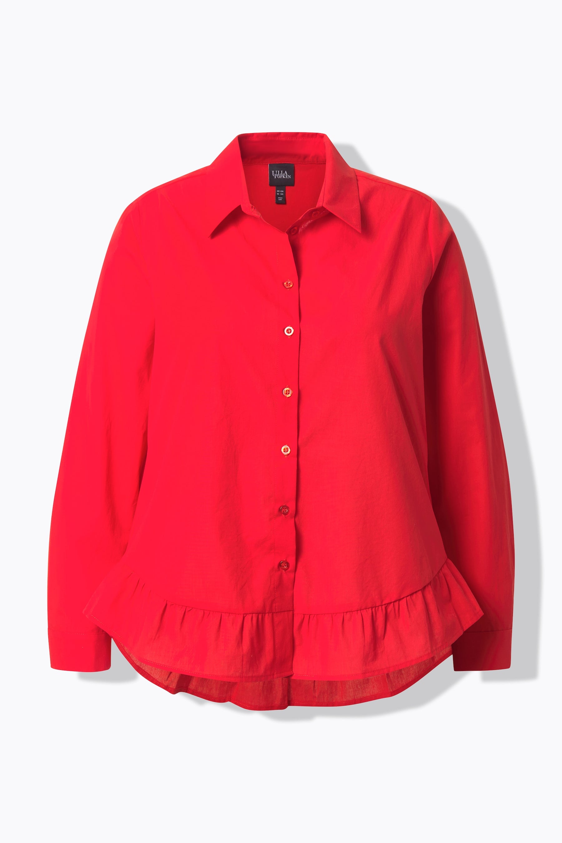 Ulla Popken Flounce Hem Shirt in Red