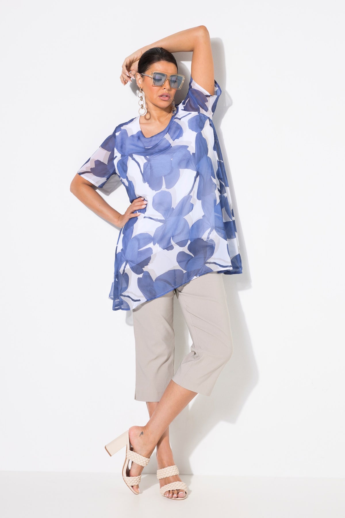 Ulla Popken Hydrangea Chiffon Blouse