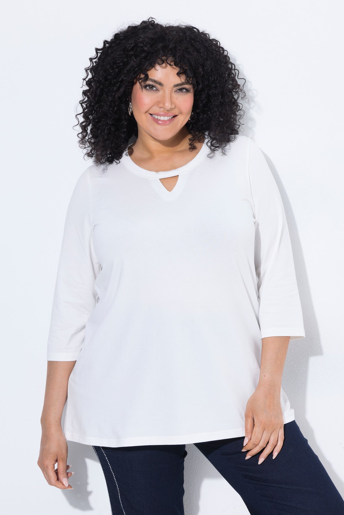 Ulla Popken Keyhole Top in White