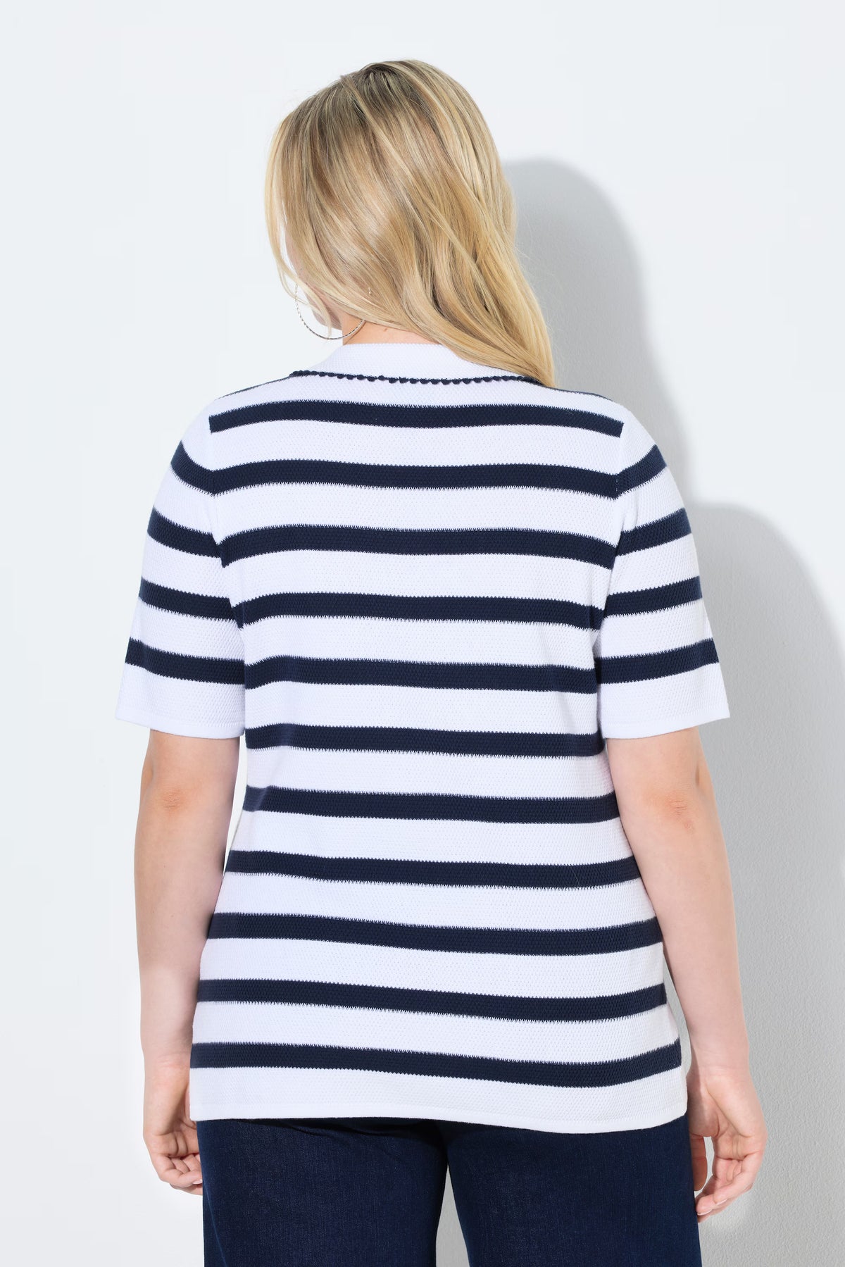 Ulla Popken Knit Striped Top in White