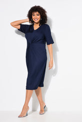 Ulla Popken Knot Dress in Navy