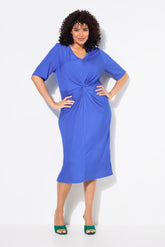 Ulla Popken Knot Dress in Royal Blue