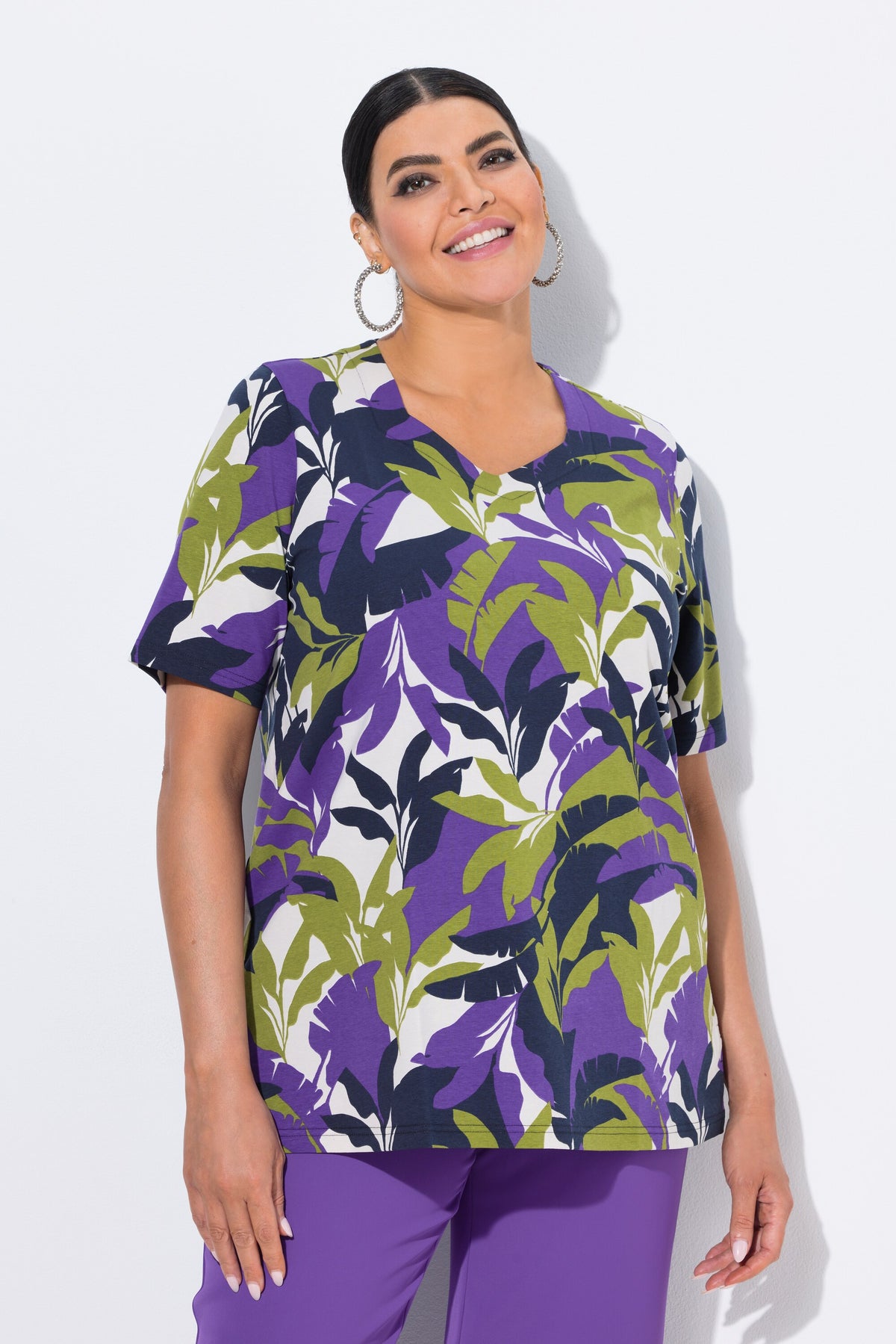 Ulla Popken Leaf Print T-Shirt